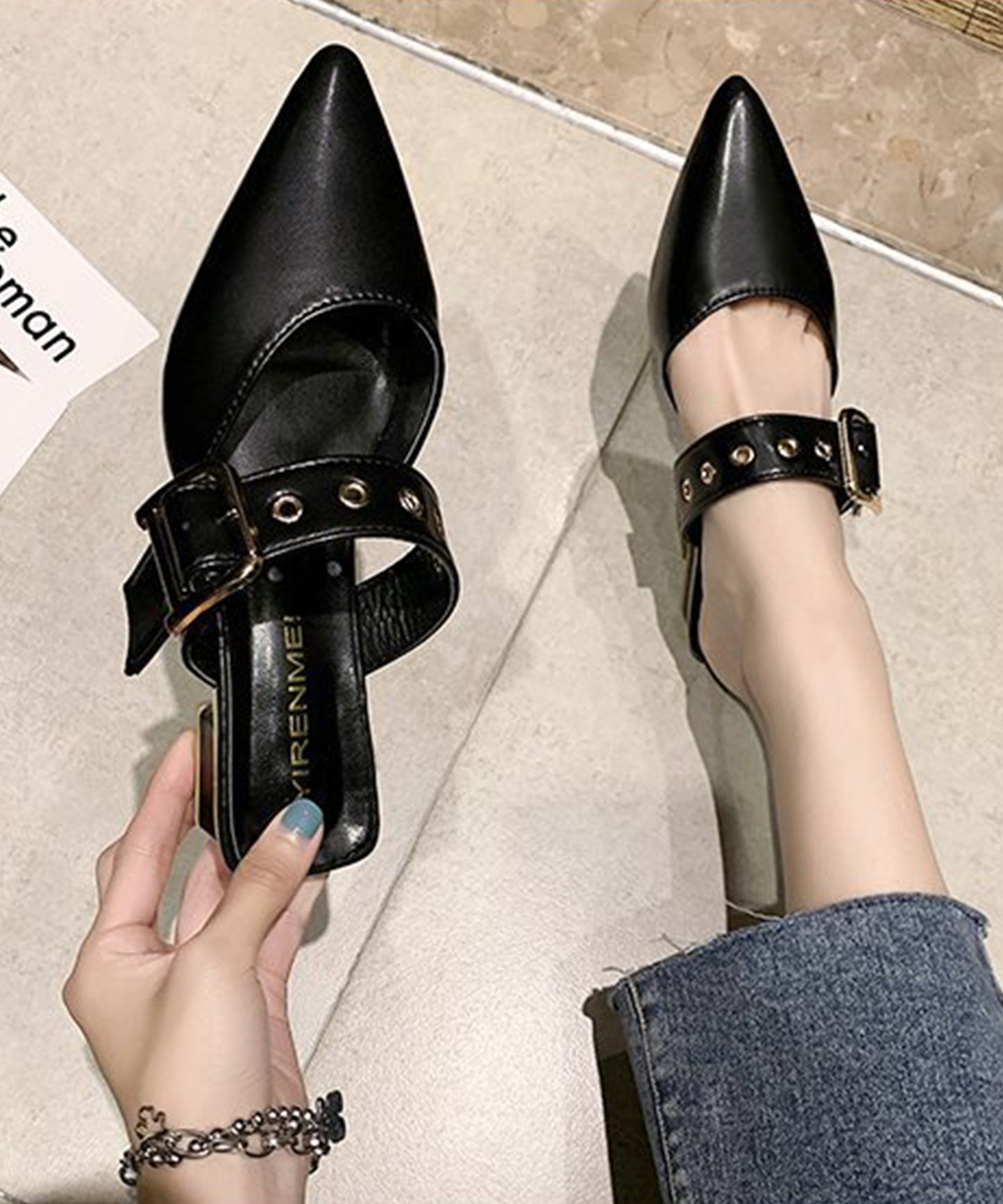 ポインテッド スタッズ ミュール サンダル