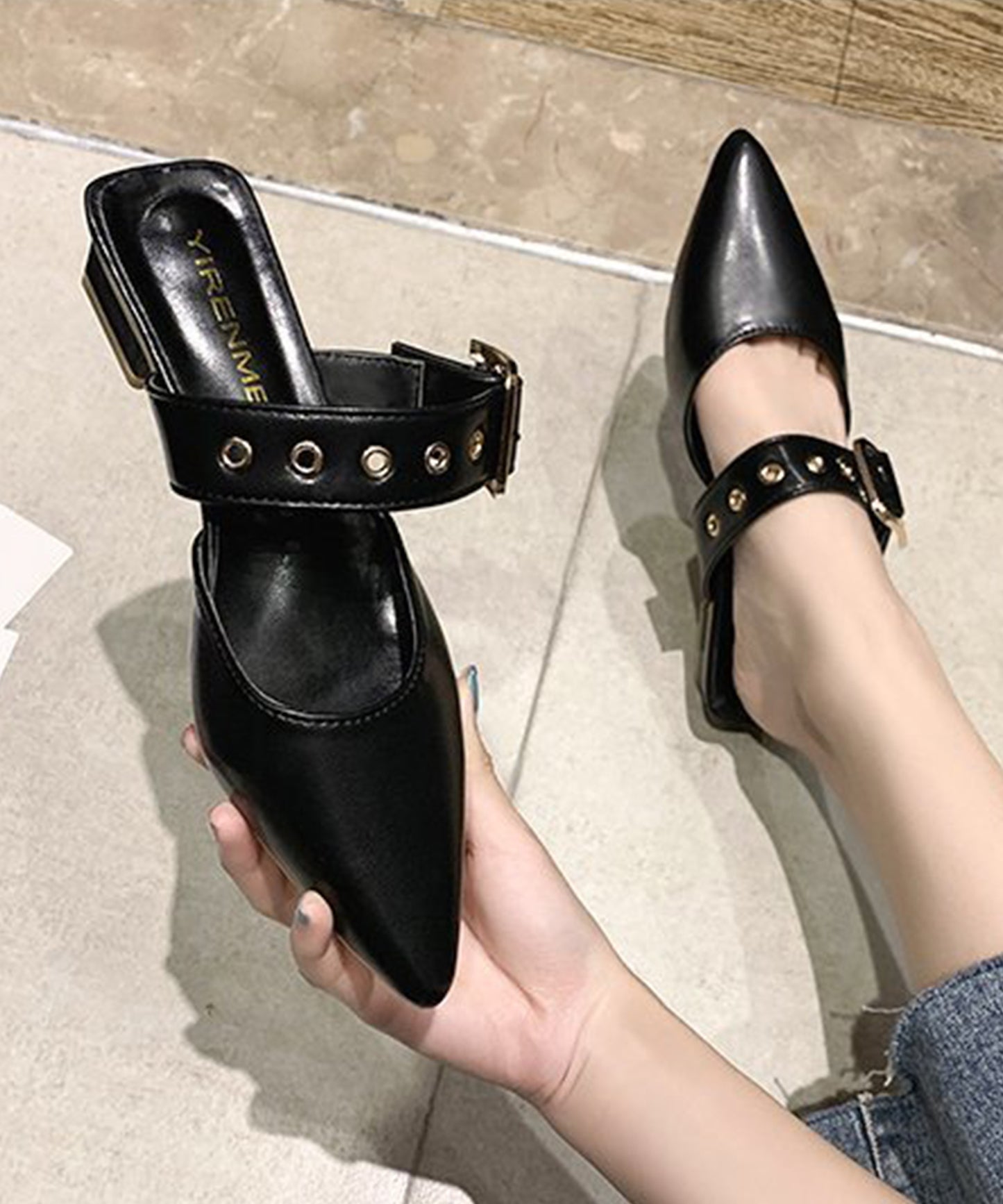 ポインテッド スタッズ ミュール サンダル