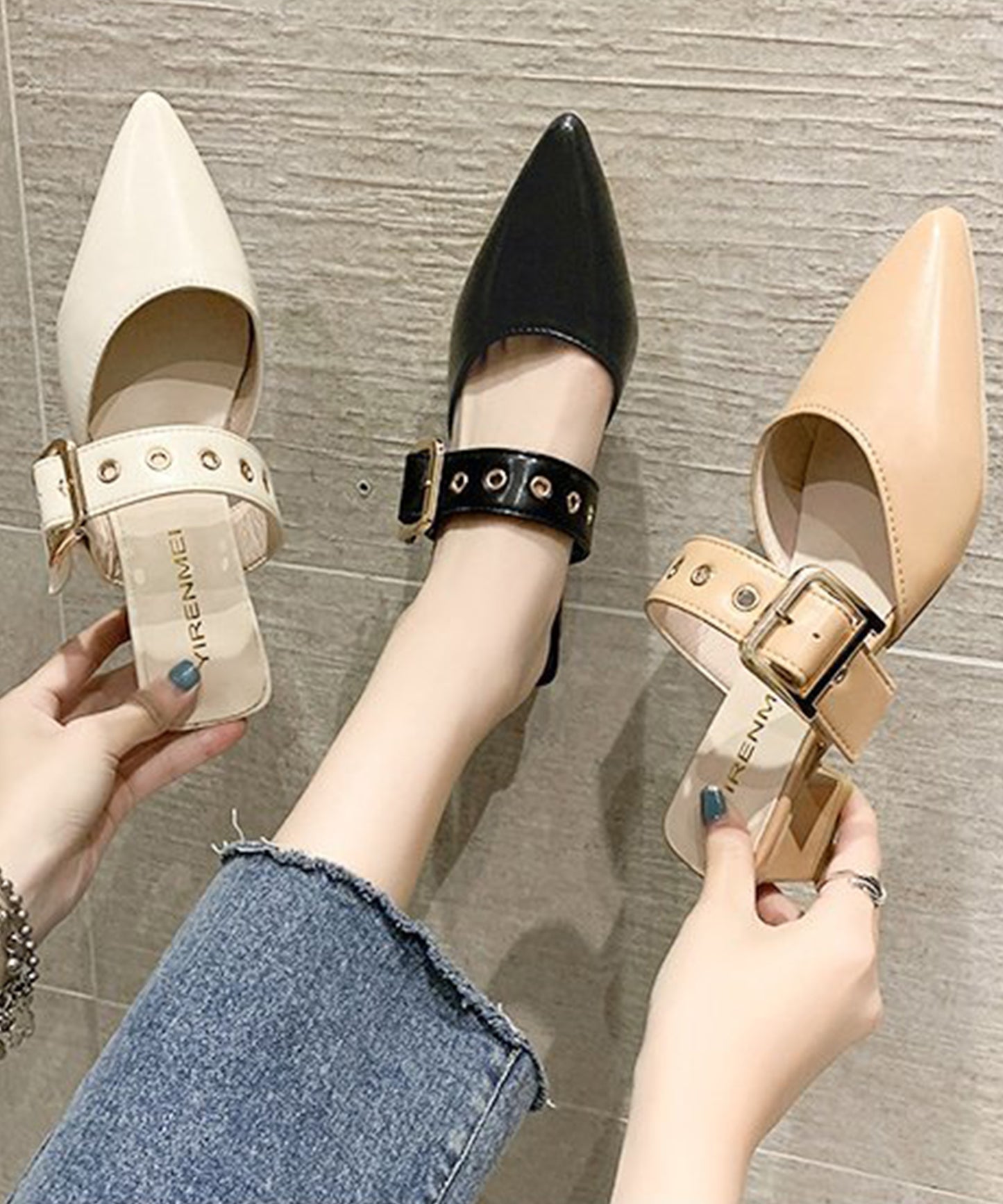 ポインテッド スタッズ ミュール サンダル