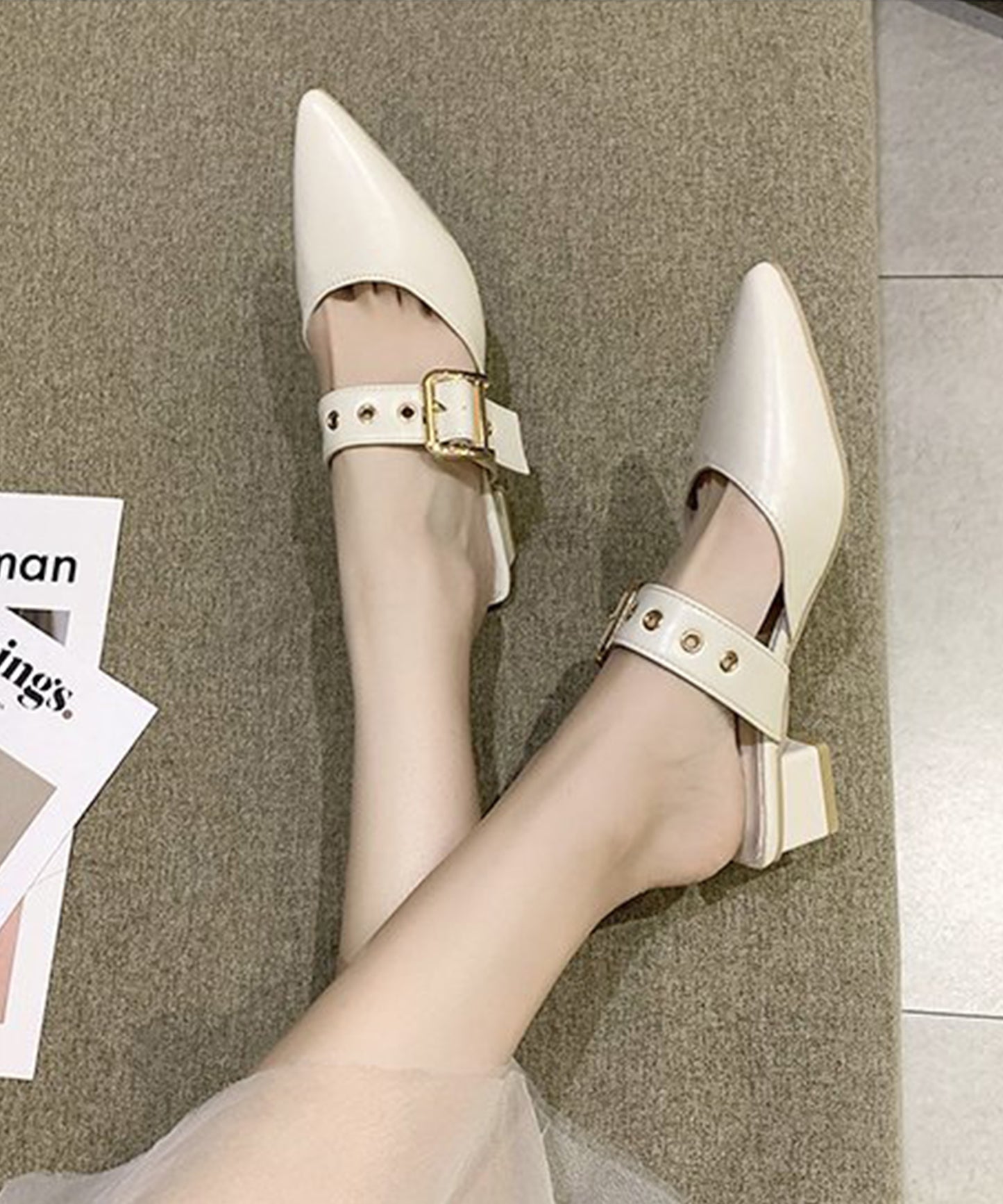 ポインテッド スタッズ ミュール サンダル