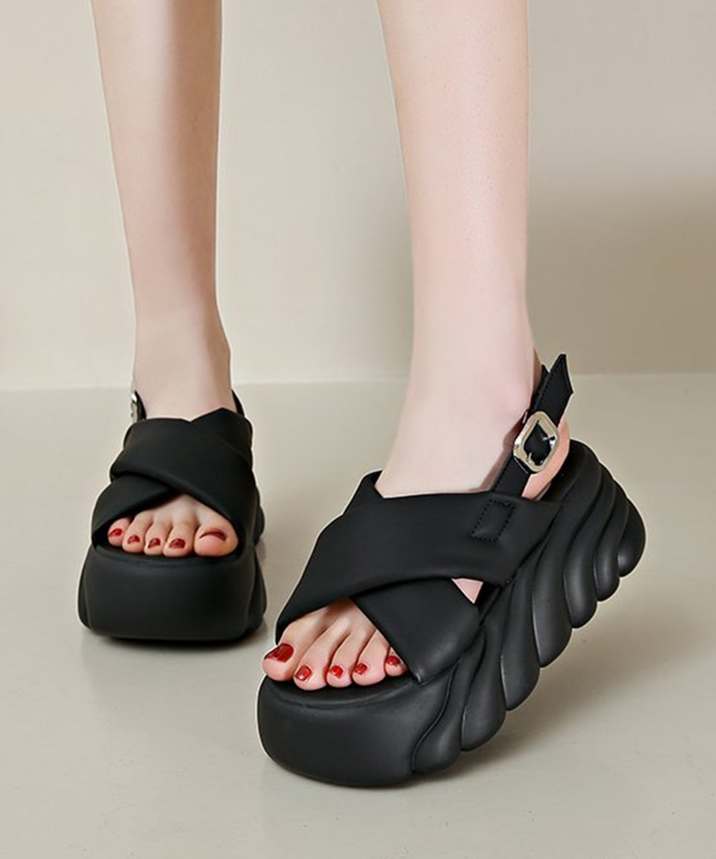 クロス バンド 厚底 ストラップ サンダル