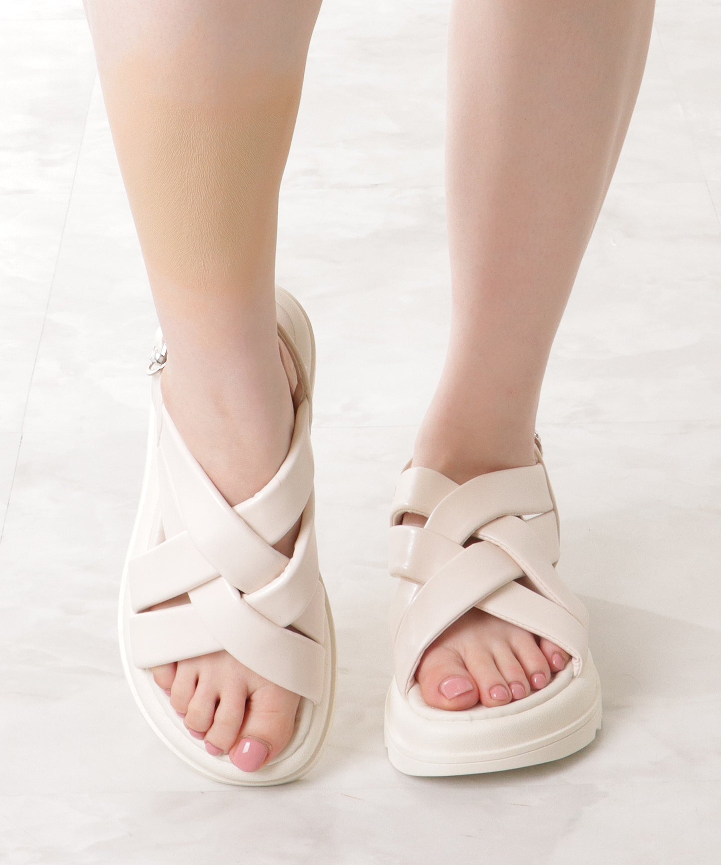 メッシュ ストラップ 厚底 コンフォート サンダル