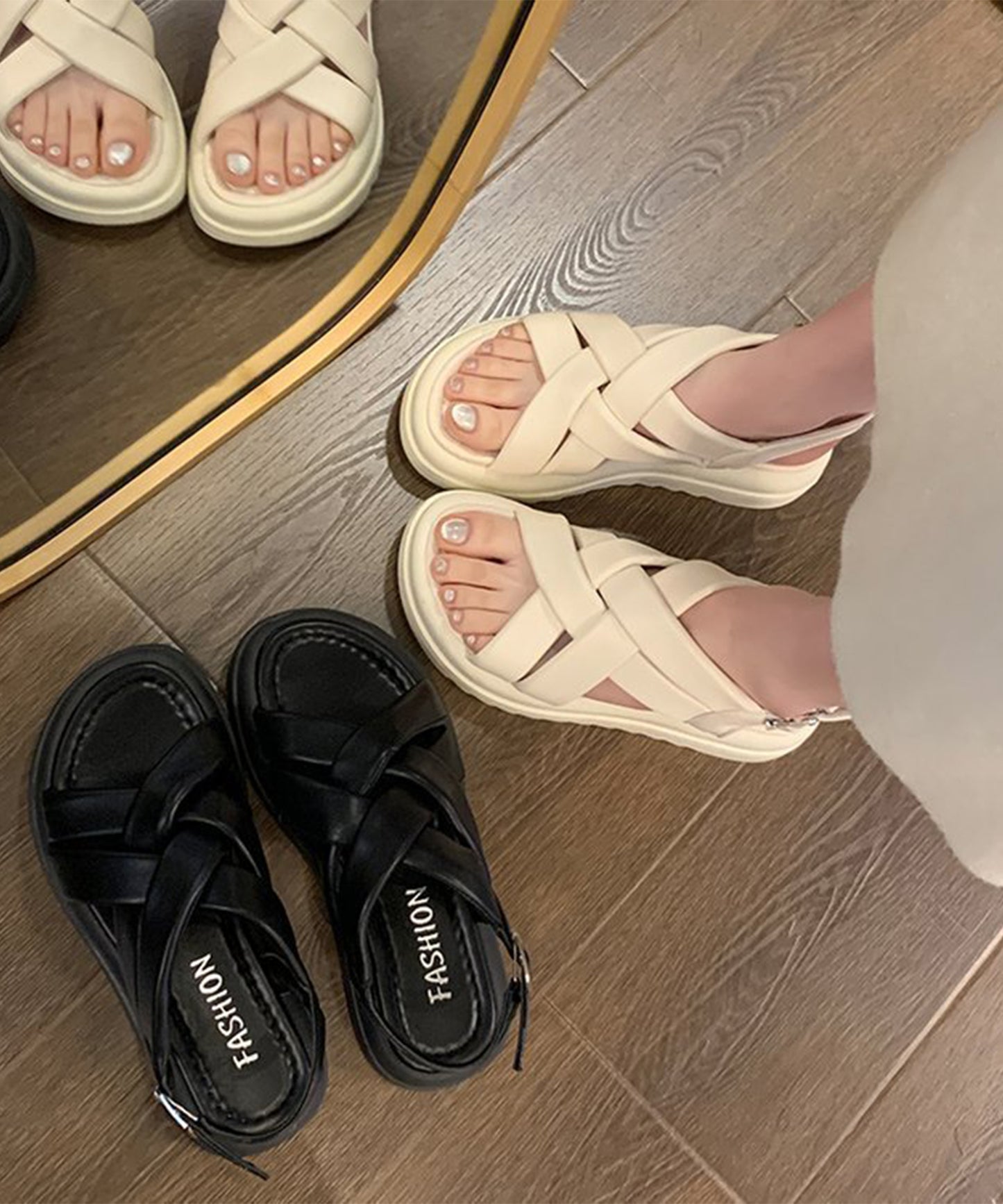 メッシュ ストラップ 厚底 コンフォート サンダル