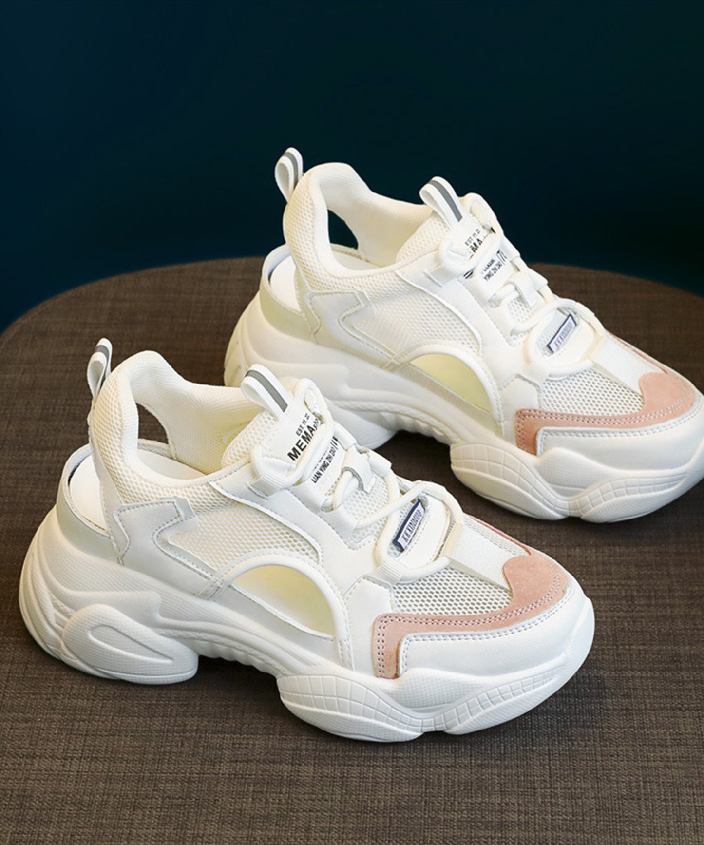 配色 メッシュ レースアップ スニーカー サンダル