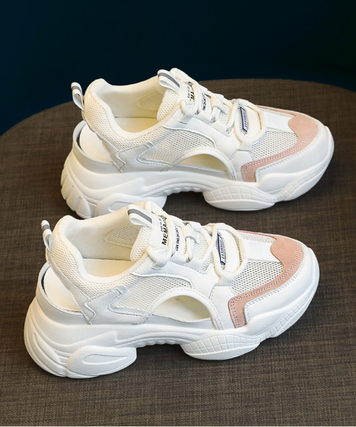配色 メッシュ レースアップ スニーカー サンダル
