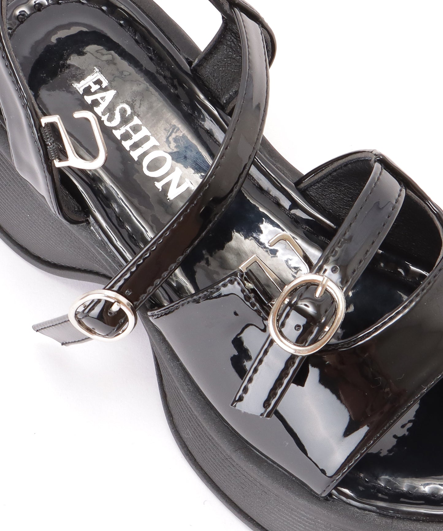 ソリッドカラー オープントゥ 厚底 ストラップ サンダル