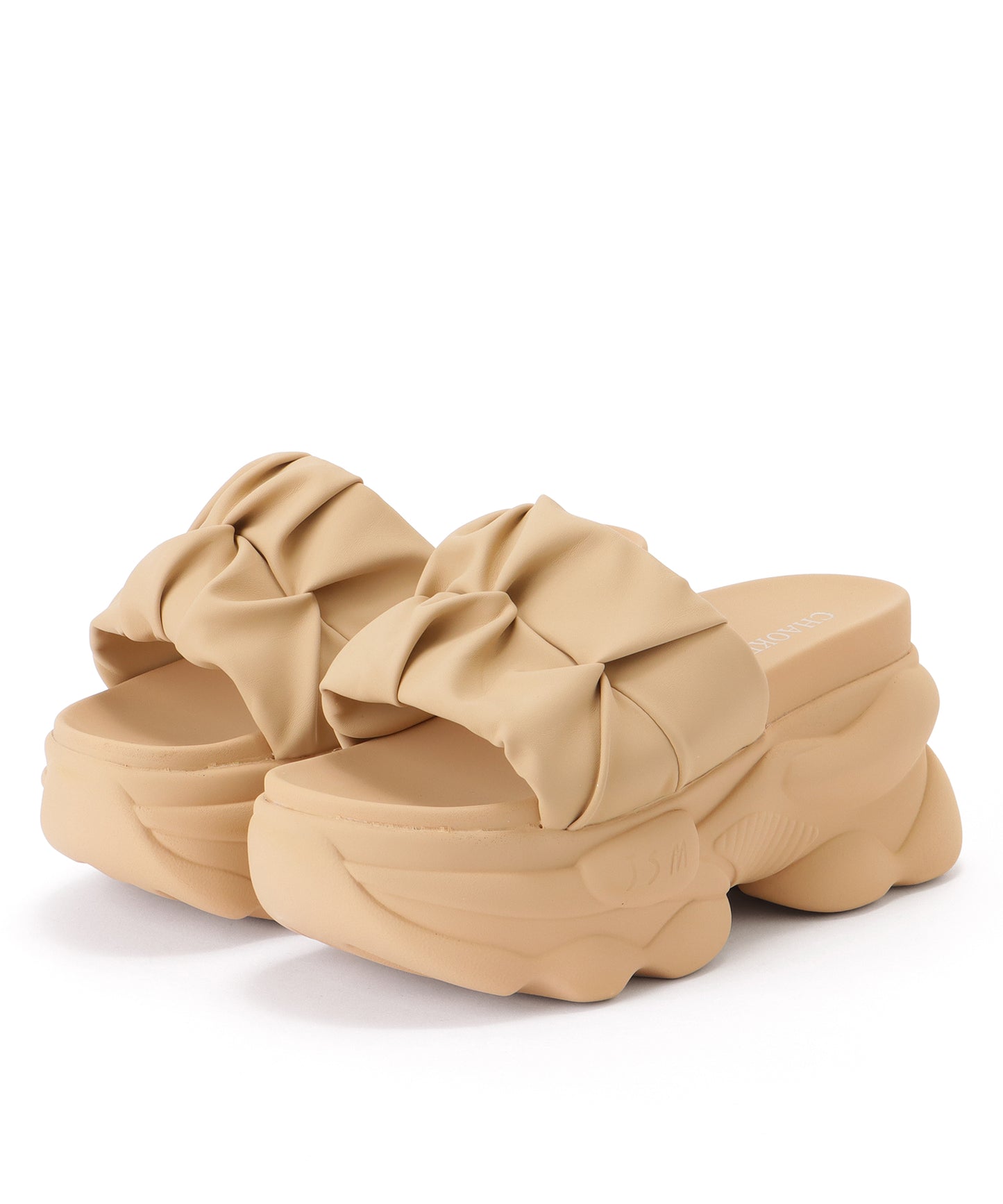 ソリッドカラー ダッド風 厚底 ボリューム サンダル