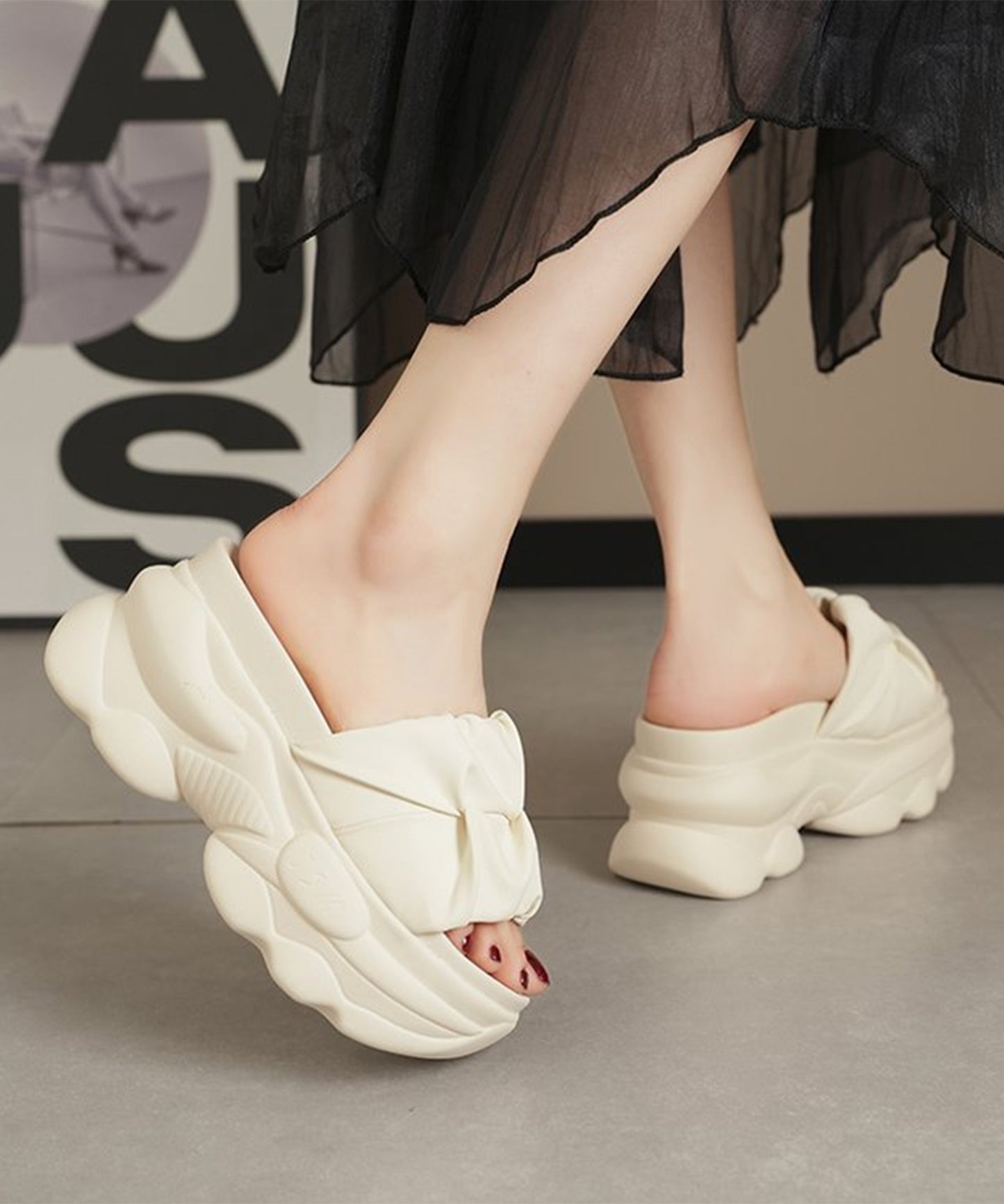 ソリッドカラー ダッド風 厚底 ボリューム サンダル