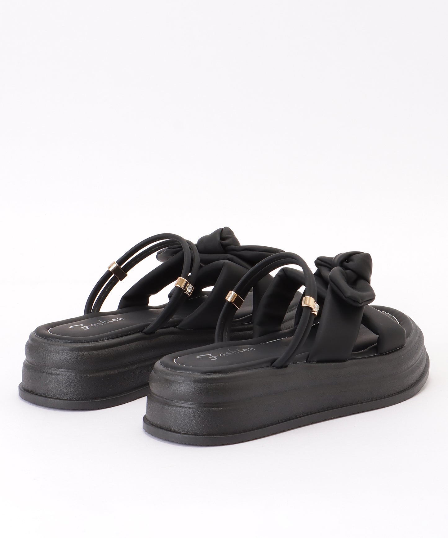 リボン付き クロス ベルト コンフォート サンダル