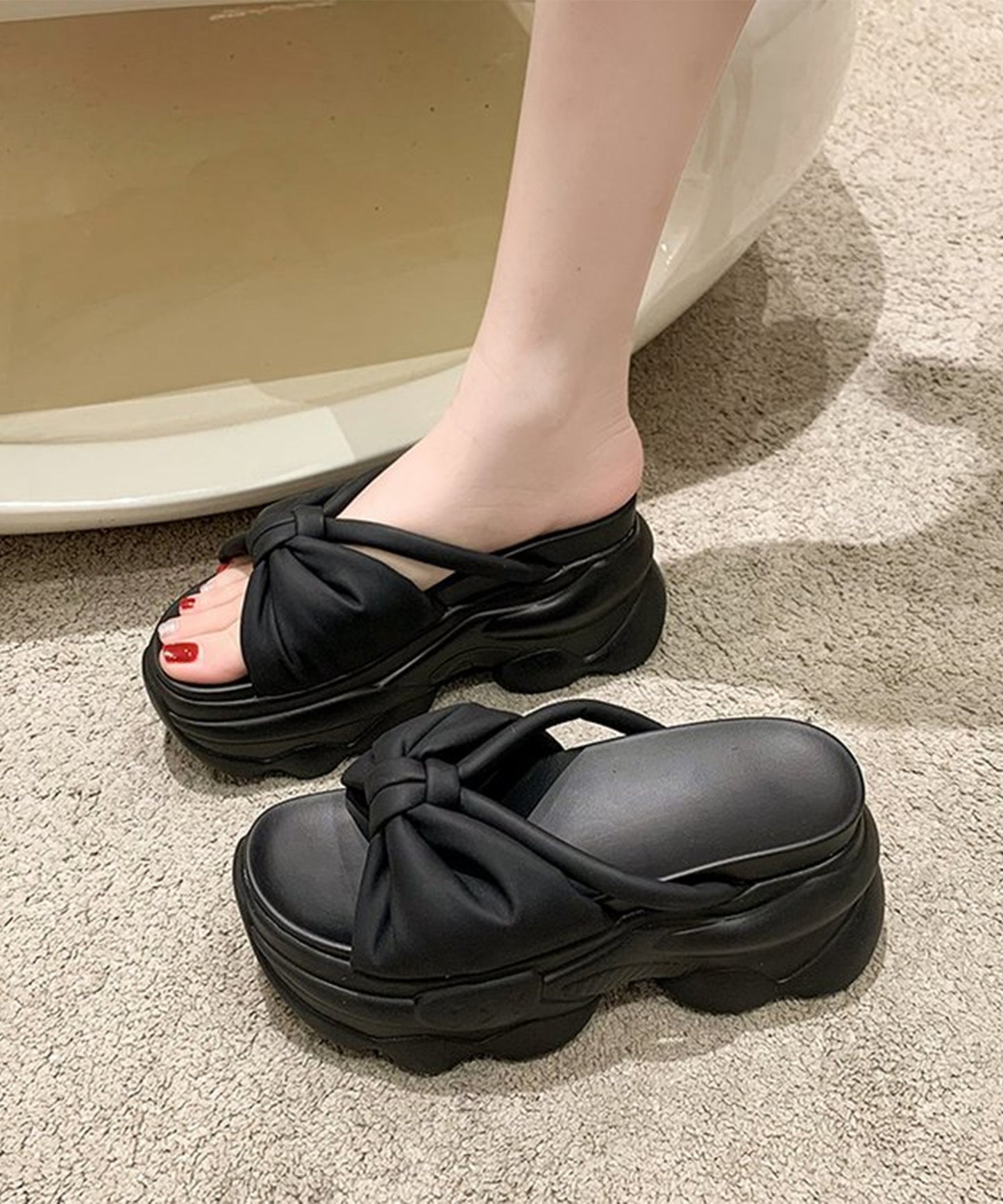 リボン バンド 厚底 ボリューム サンダル