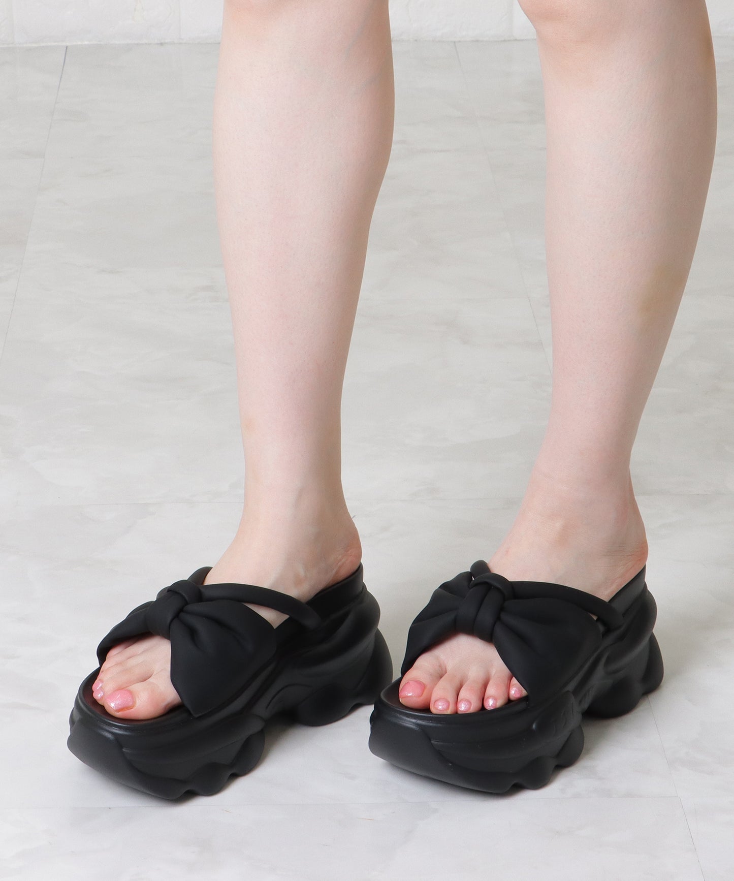 リボン バンド 厚底 ボリューム サンダル