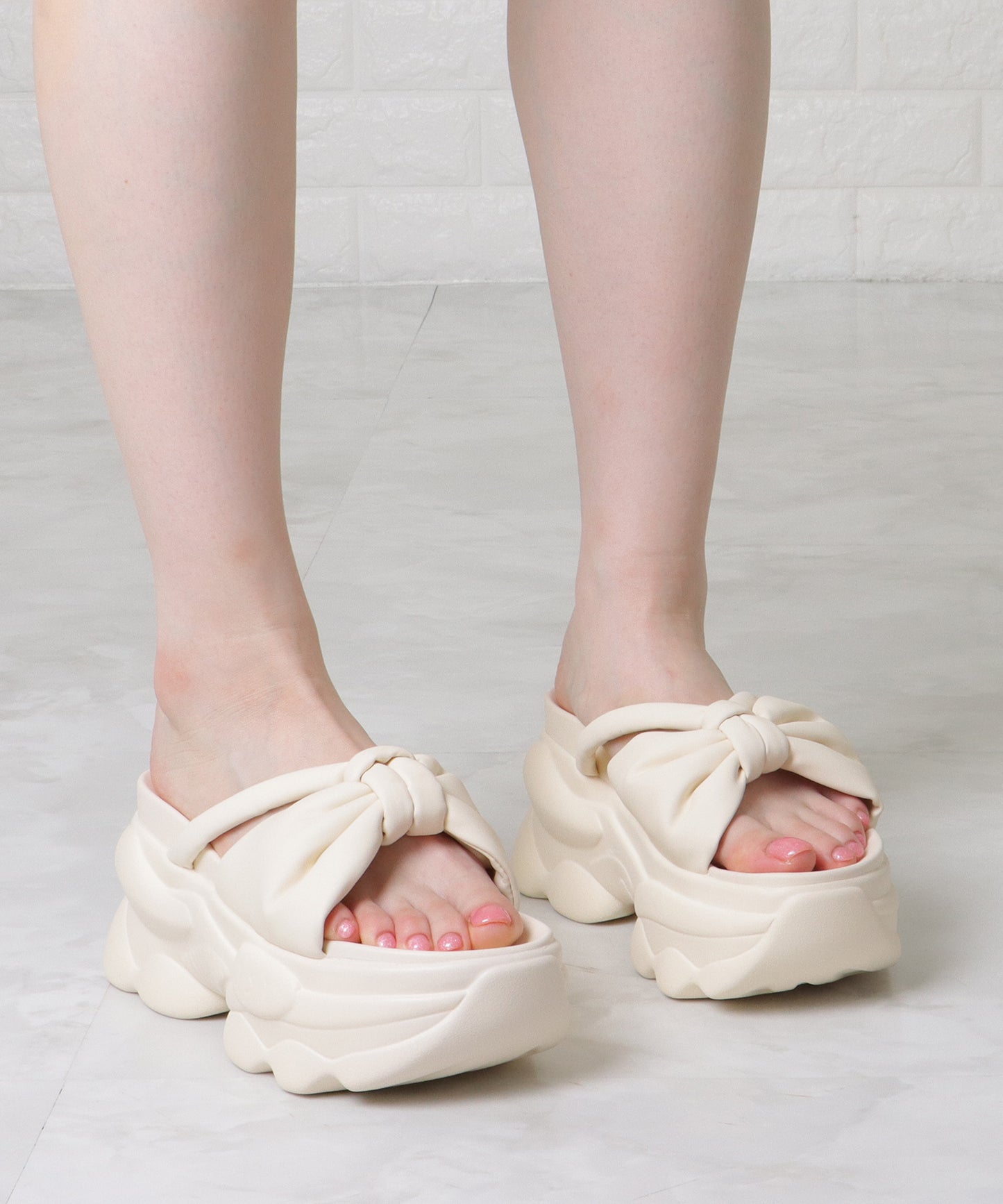 リボン バンド 厚底 ボリューム サンダル