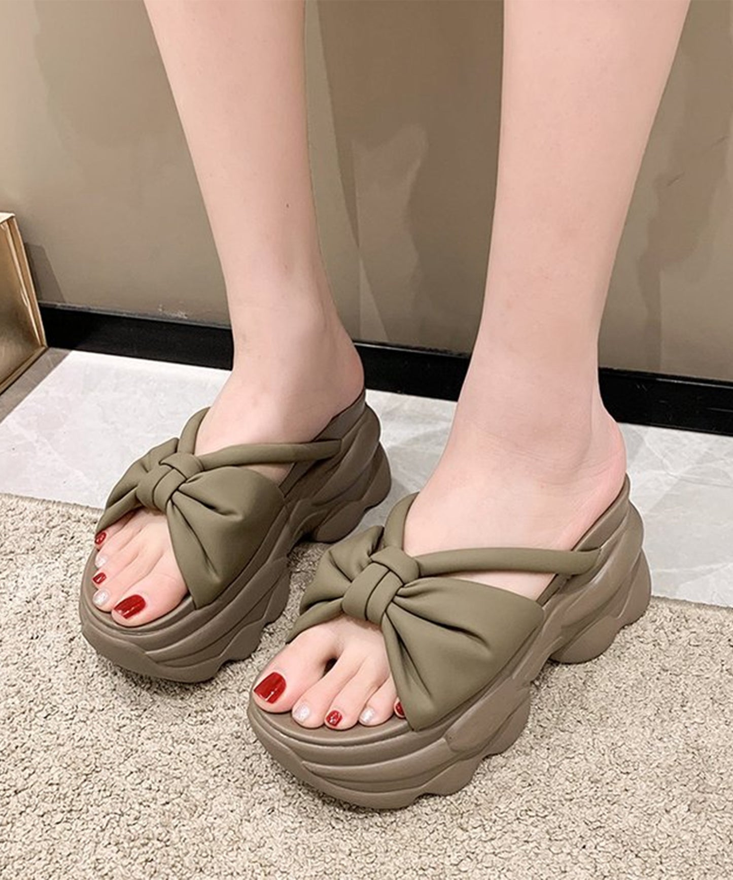 リボン バンド 厚底 ボリューム サンダル