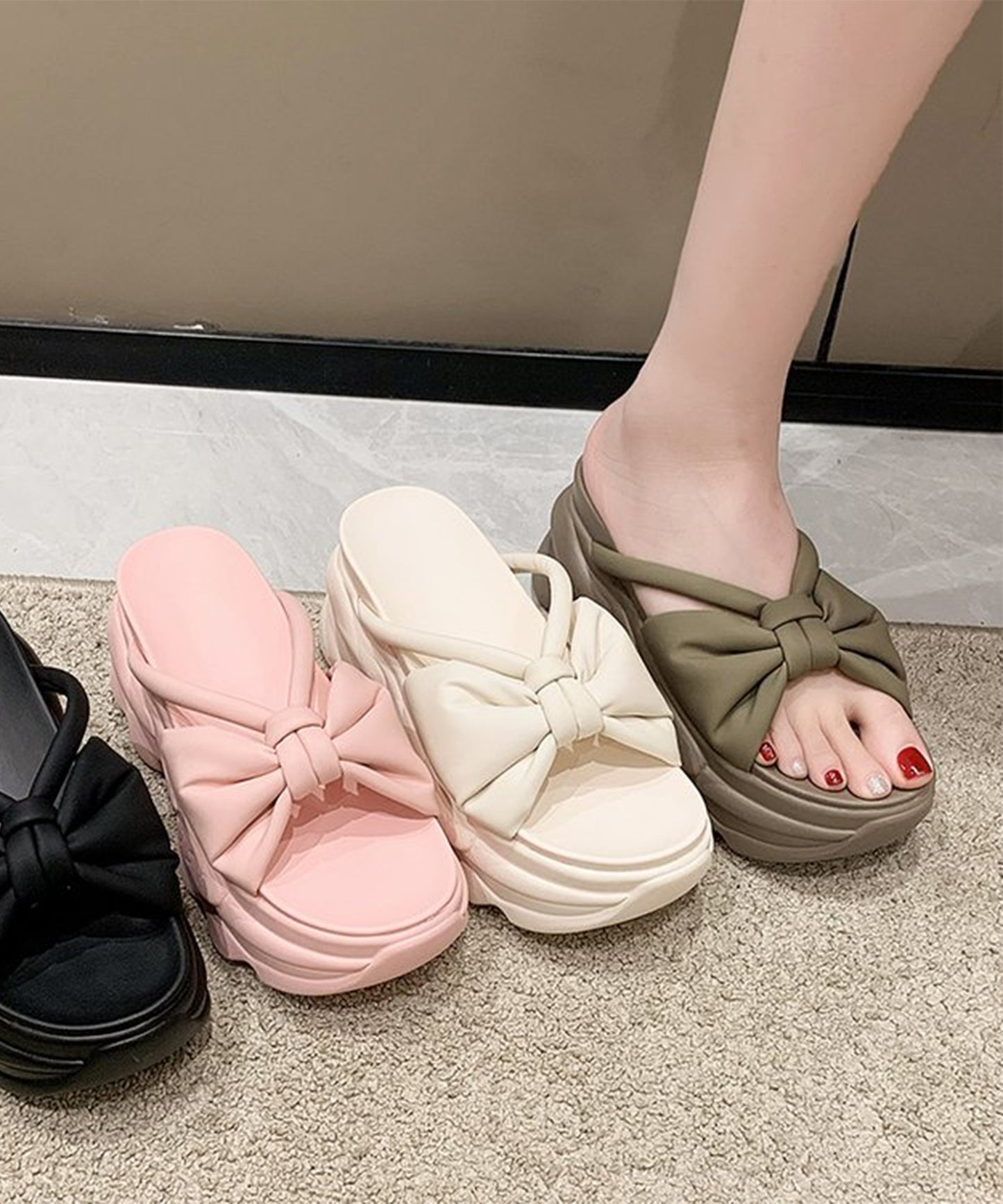 リボン バンド 厚底 ボリューム サンダル