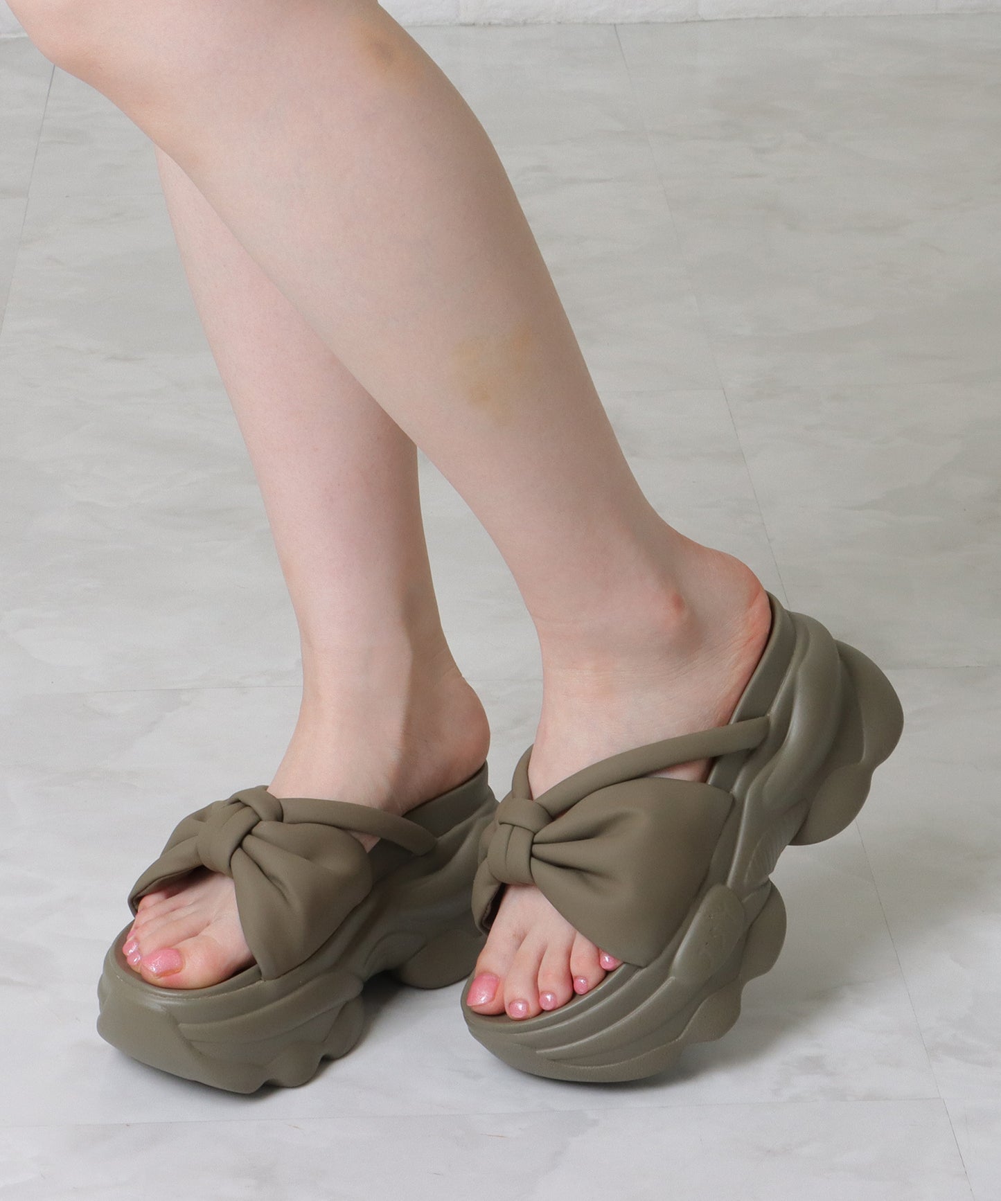 リボン バンド 厚底 ボリューム サンダル