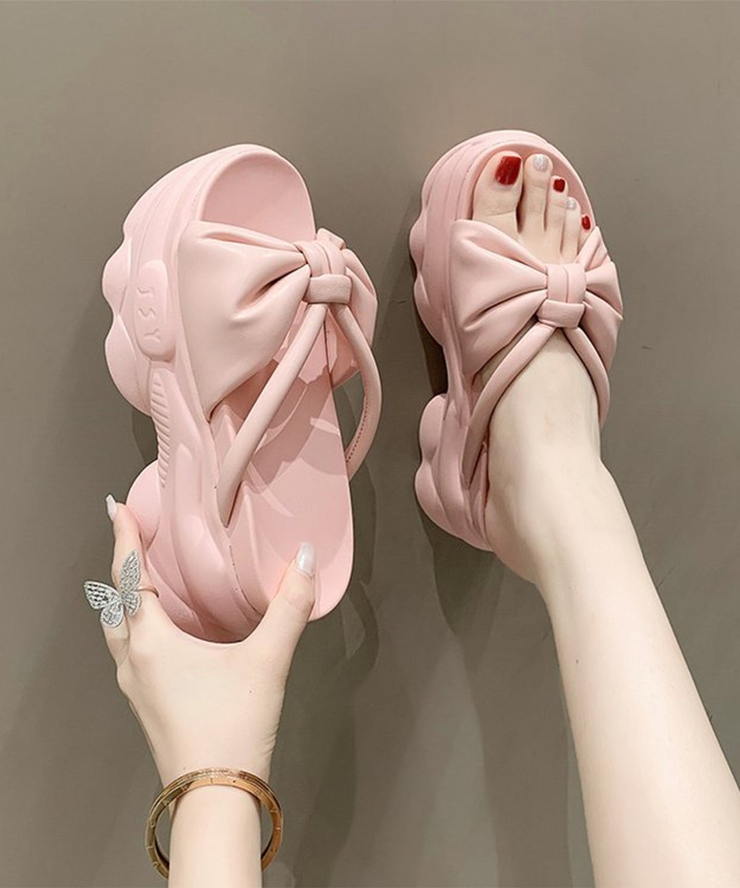 リボン バンド 厚底 ボリューム サンダル