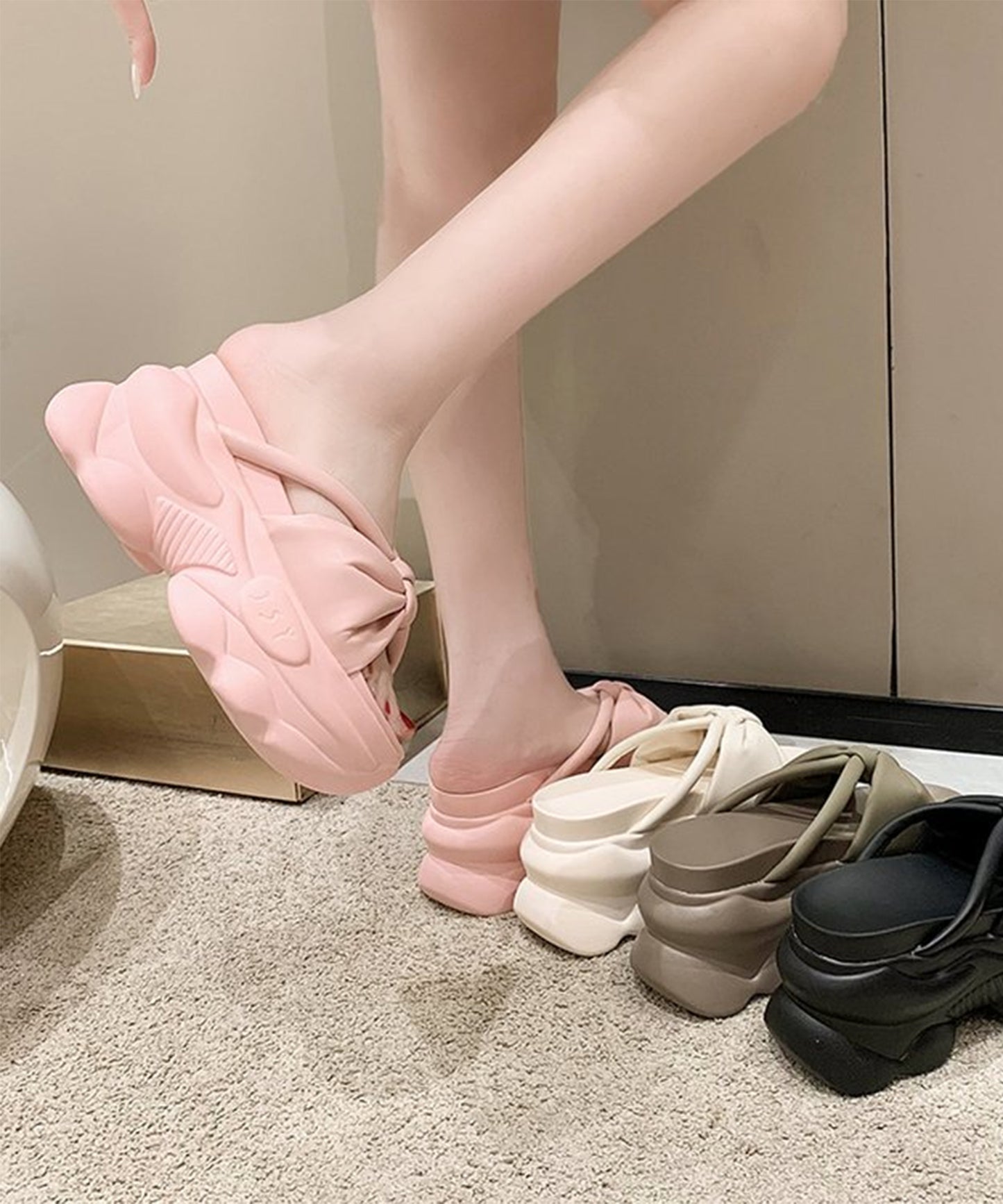 リボン バンド 厚底 ボリューム サンダル