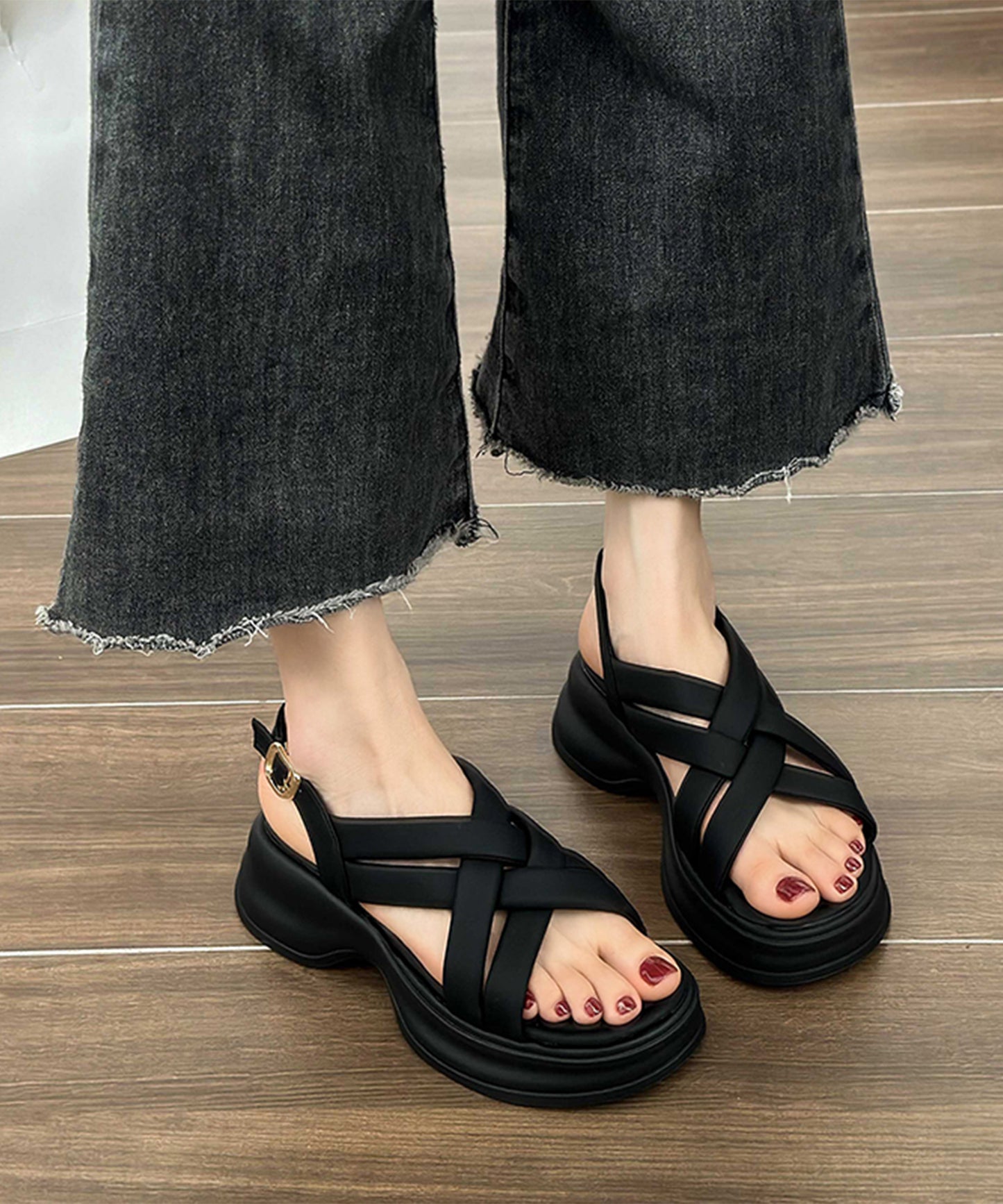 ソフト メッシュ バックストラップ 厚底 サンダル