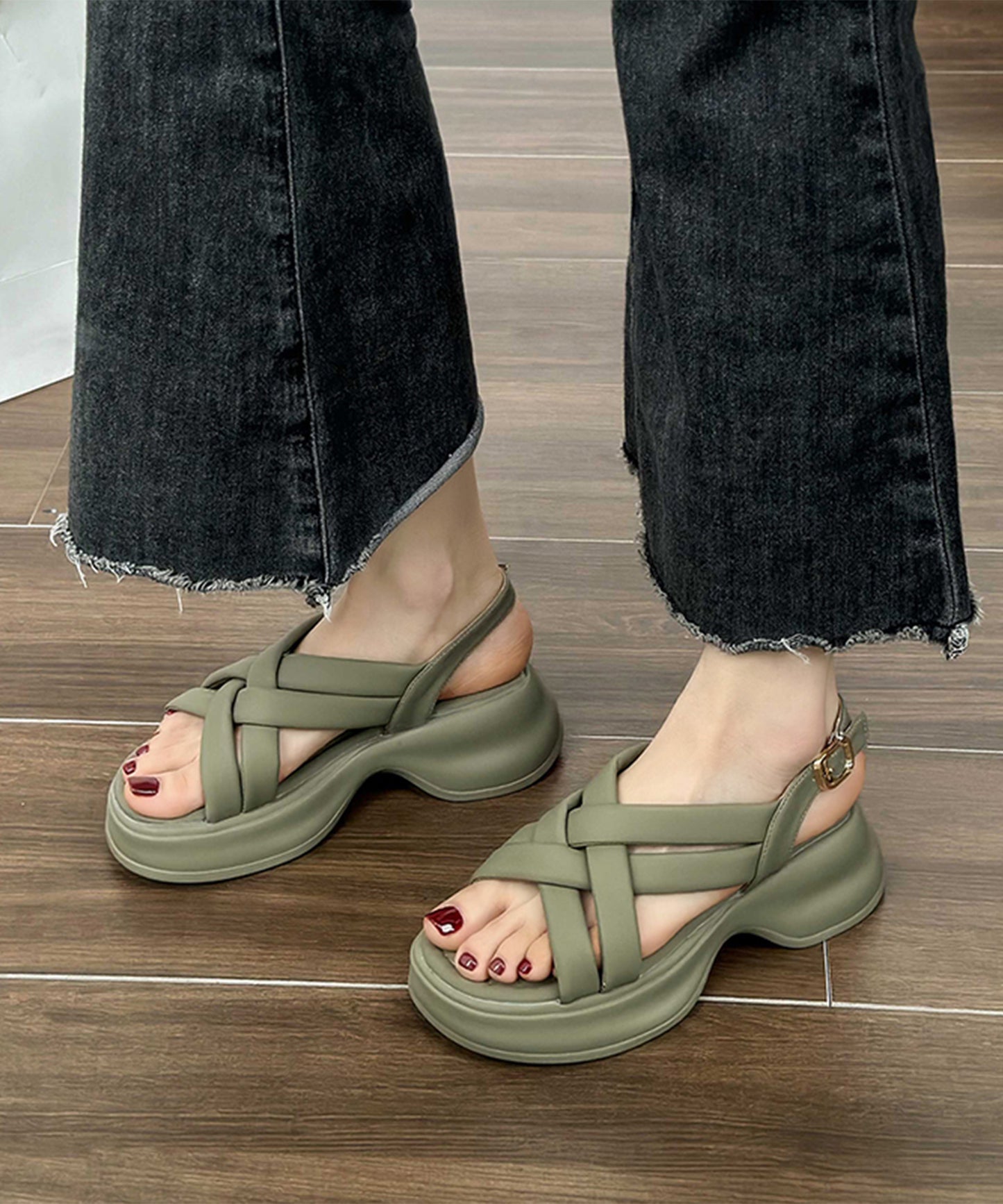 ソフト メッシュ バックストラップ 厚底 サンダル
