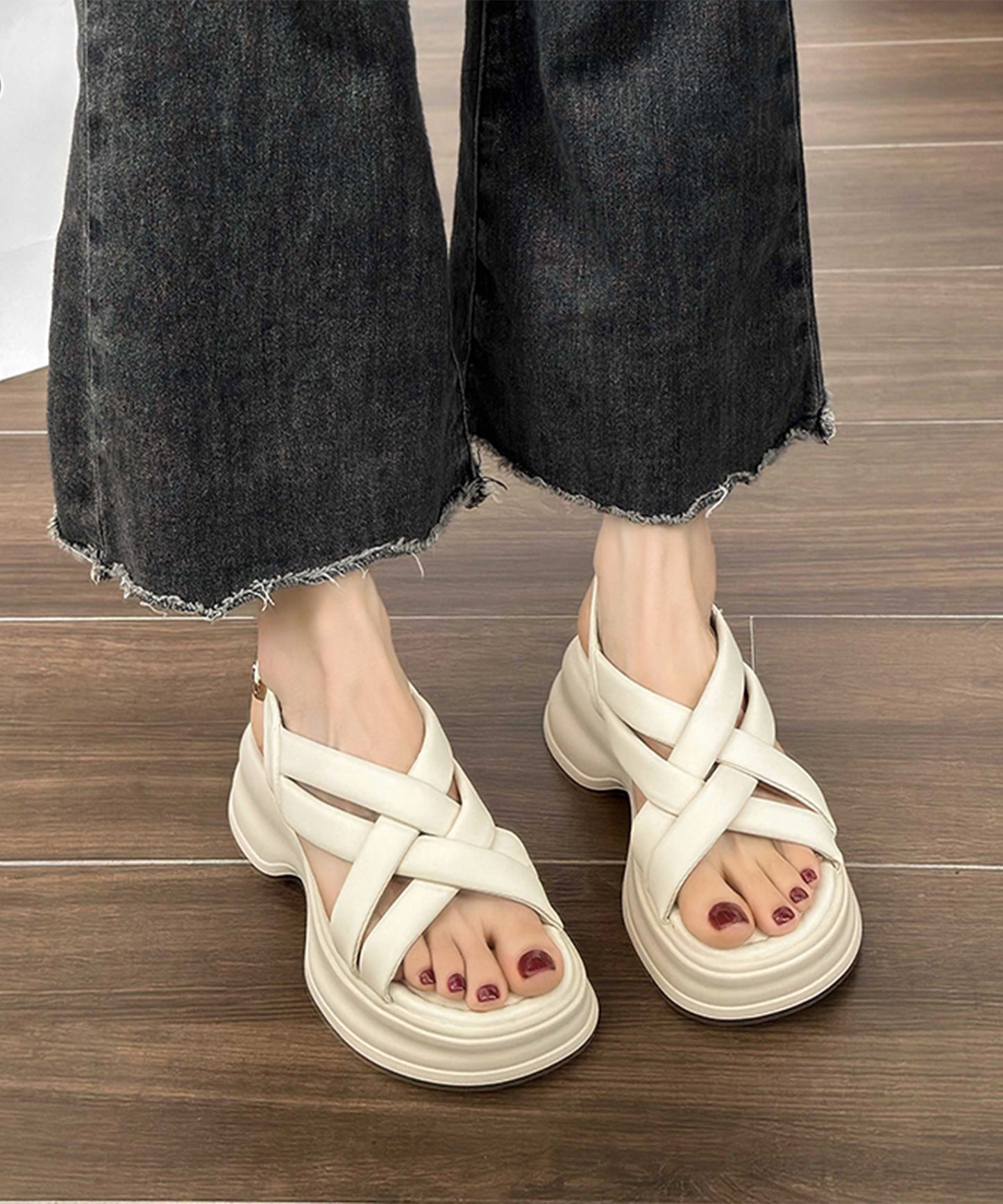 ソフト メッシュ バックストラップ 厚底 サンダル