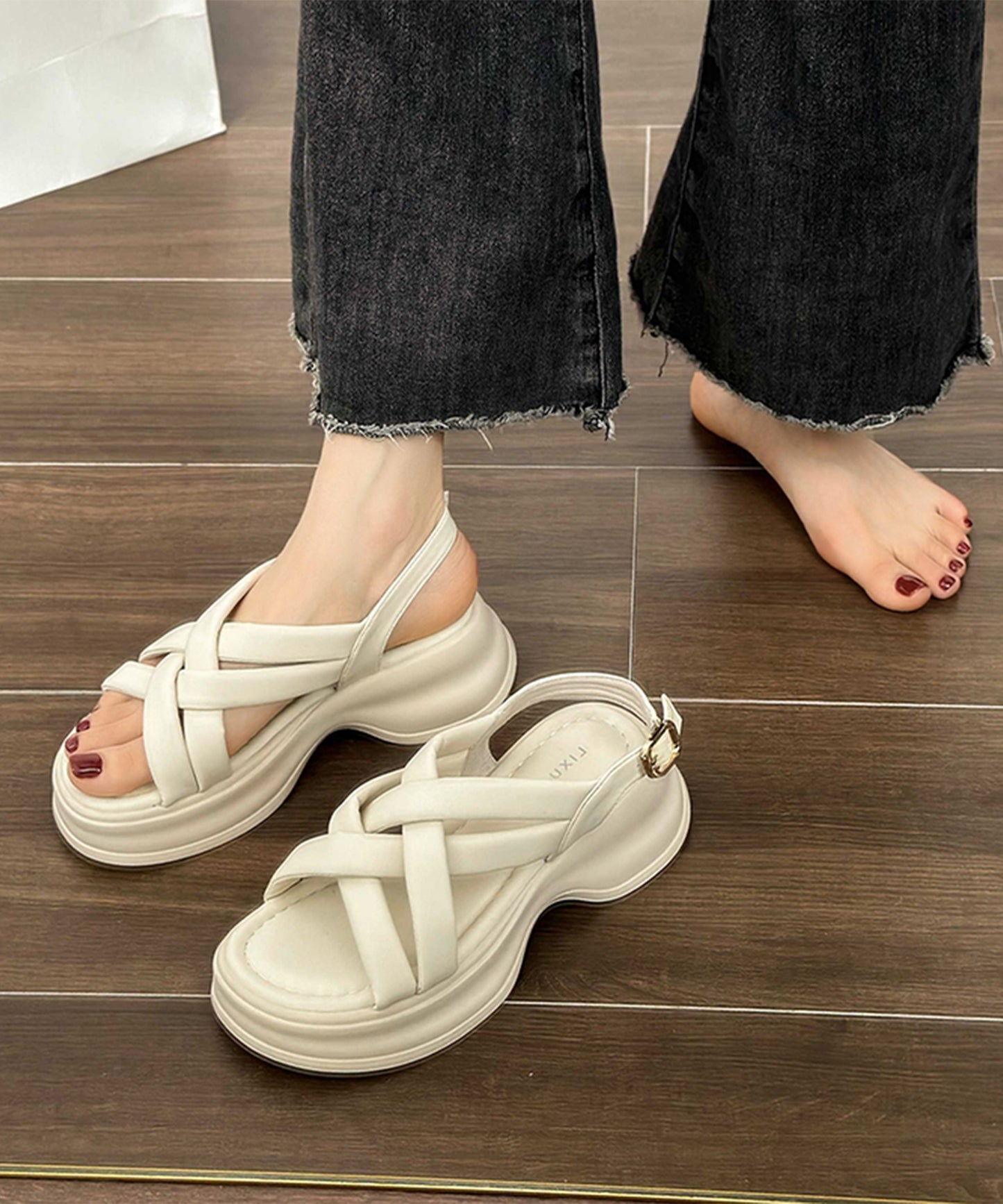 ソフト メッシュ バックストラップ 厚底 サンダル