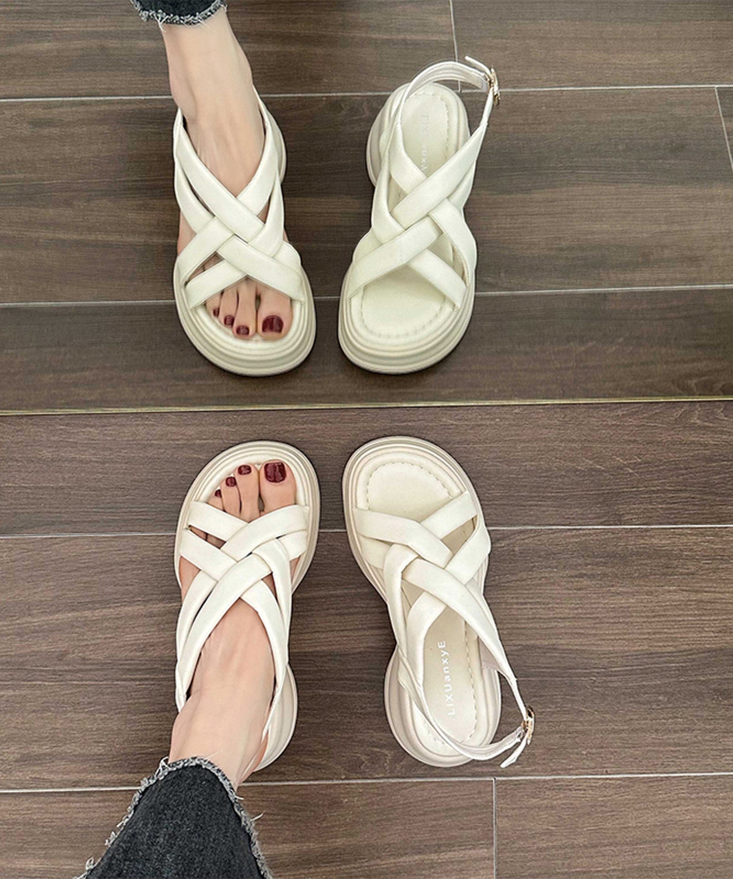 ソフト メッシュ バックストラップ 厚底 サンダル