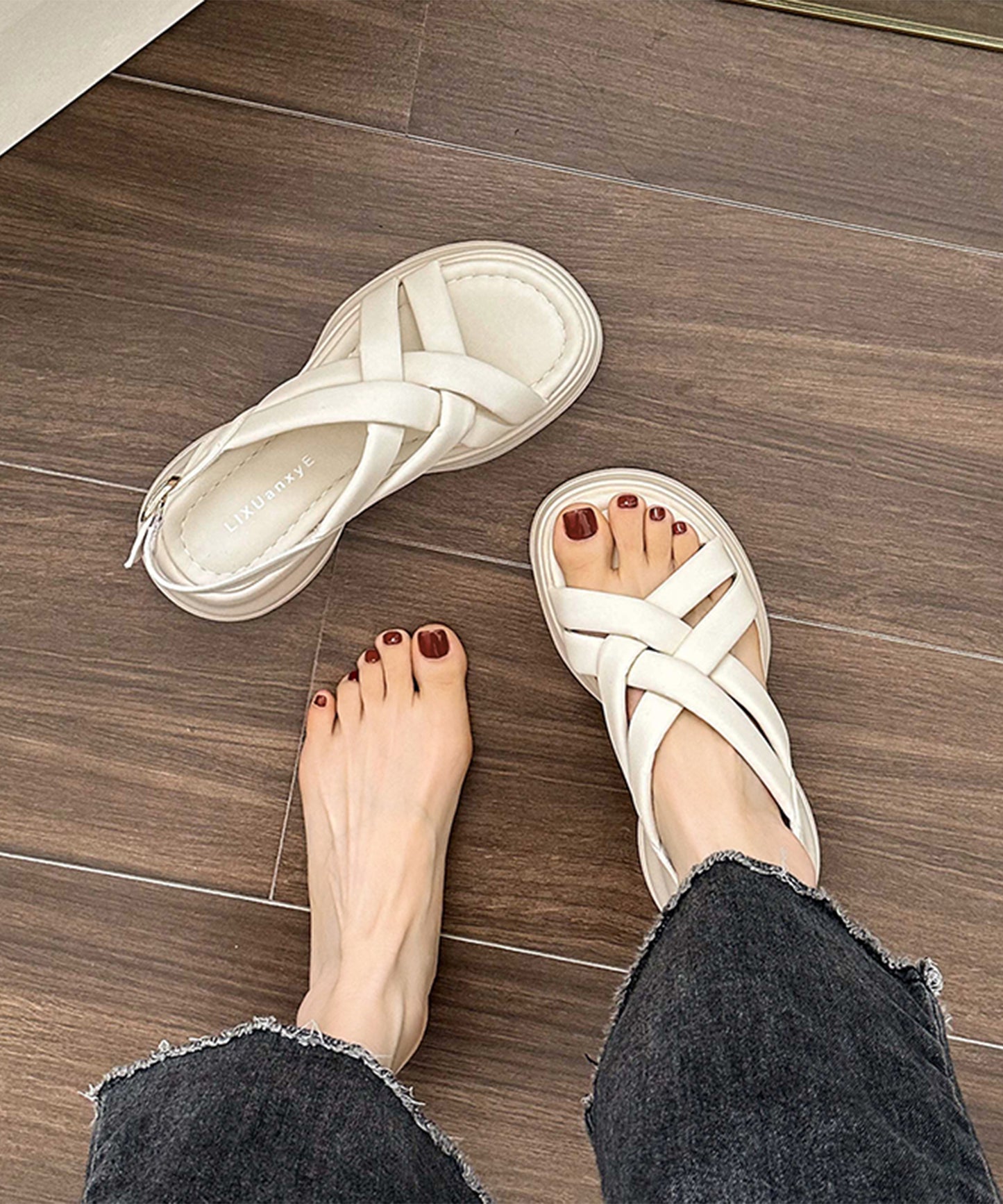 ソフト メッシュ バックストラップ 厚底 サンダル