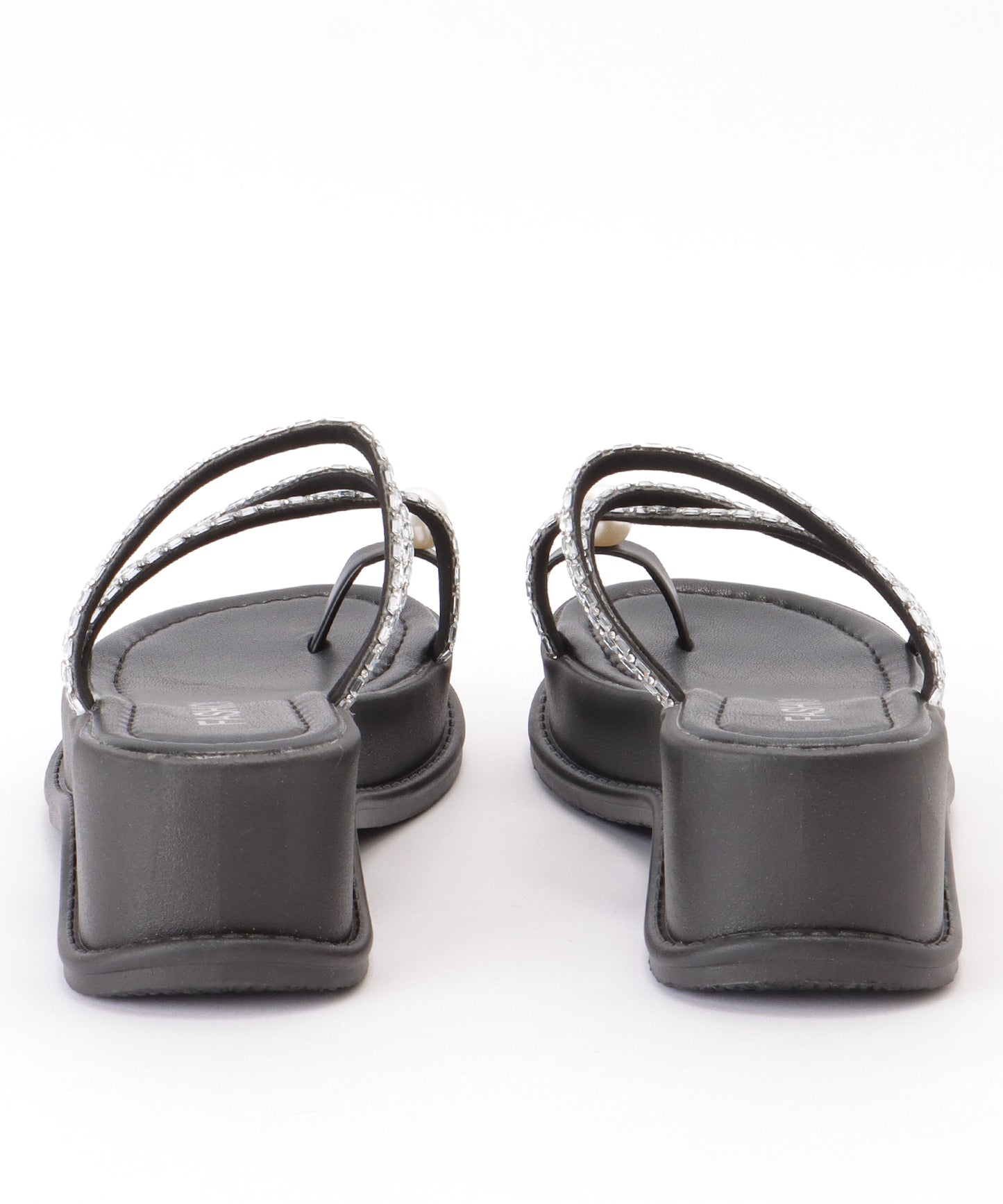 パール付き ビジュー ストラップ 厚底 トング サンダル