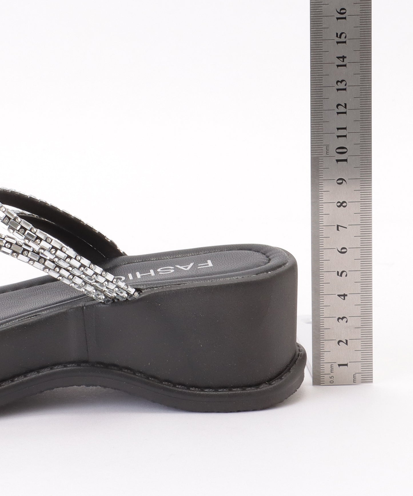 パール付き ビジュー ストラップ 厚底 トング サンダル