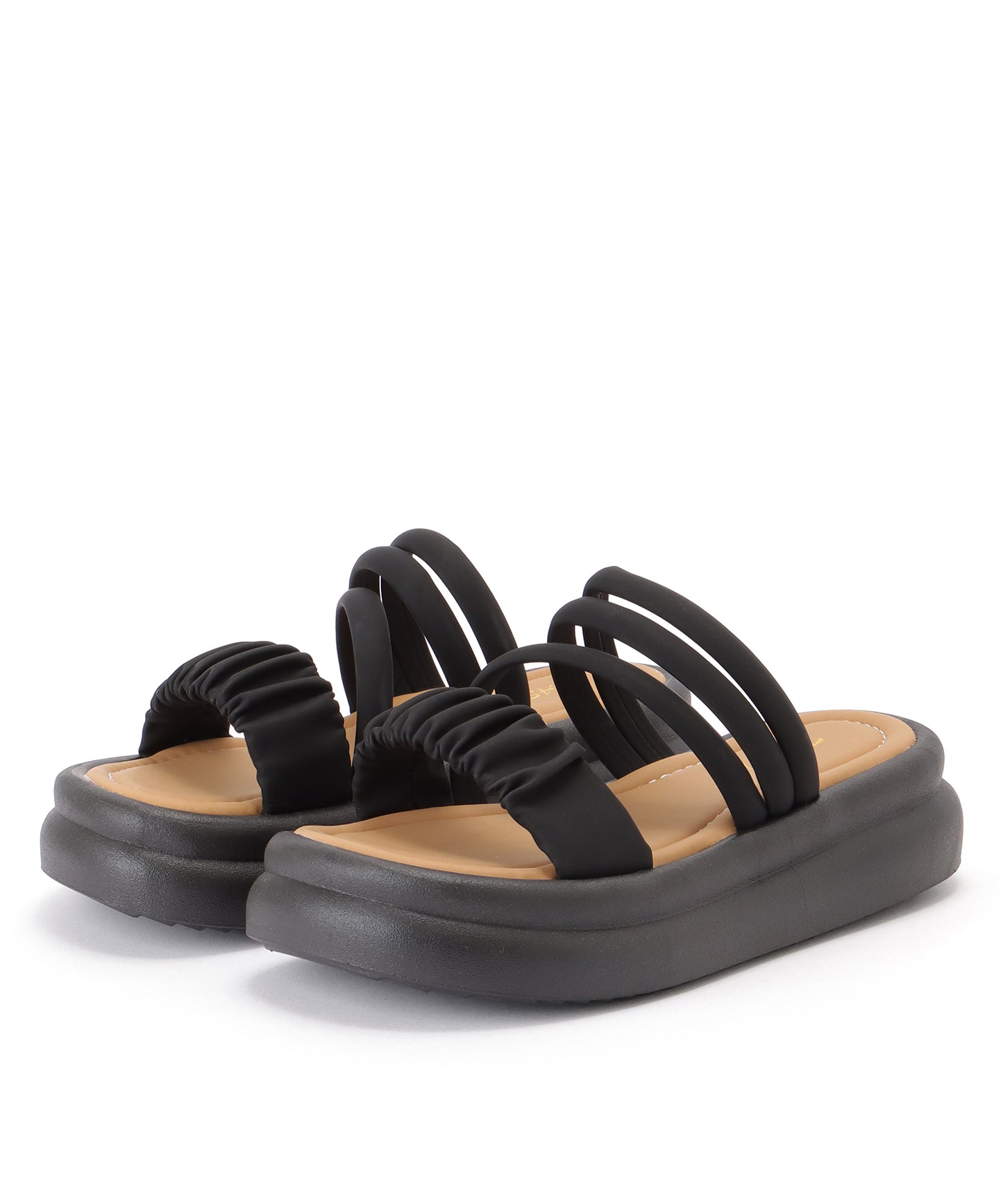 ソフト ギャザー ストラップ コンフォート フラット サンダル