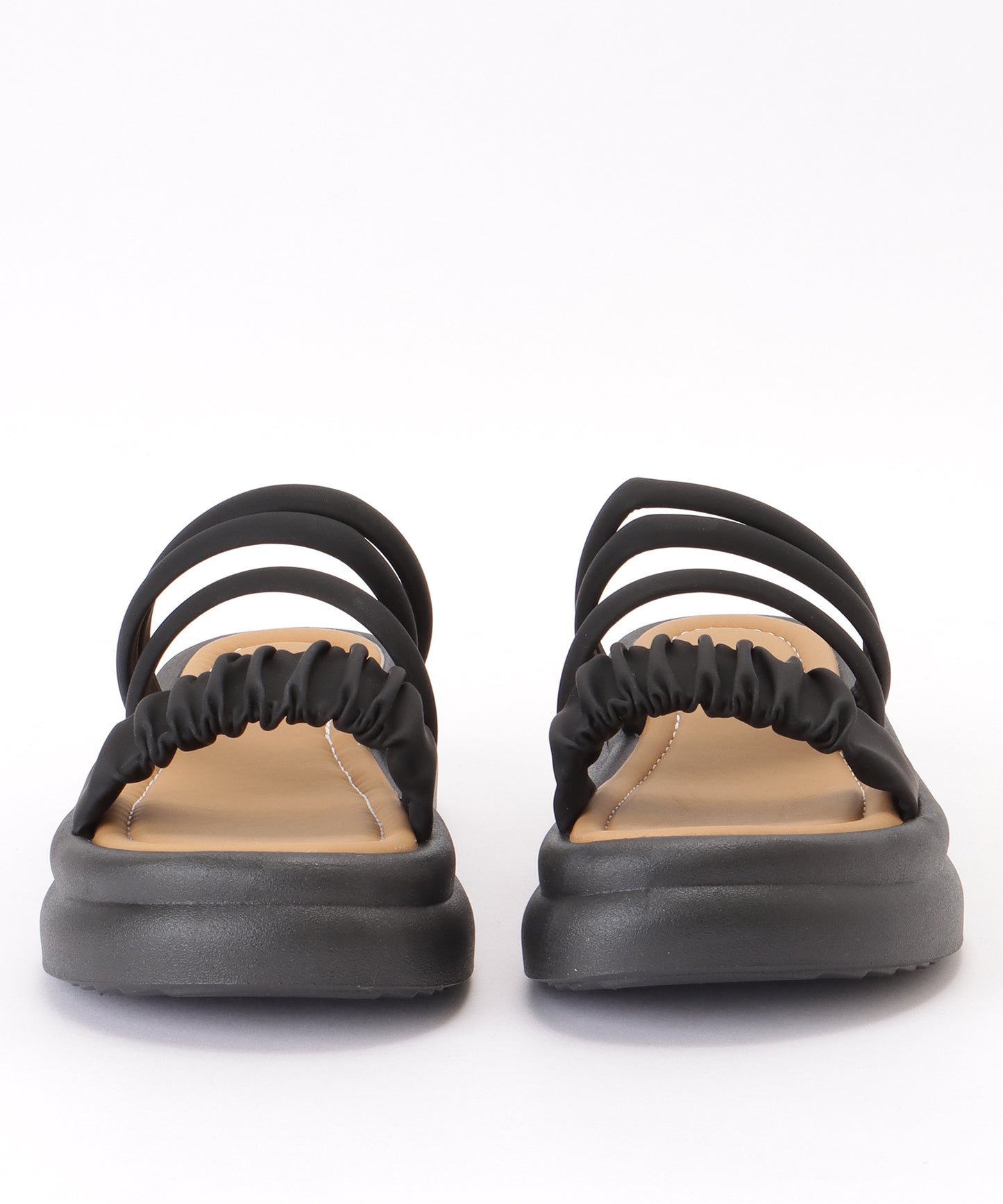 ソフト ギャザー ストラップ コンフォート フラット サンダル