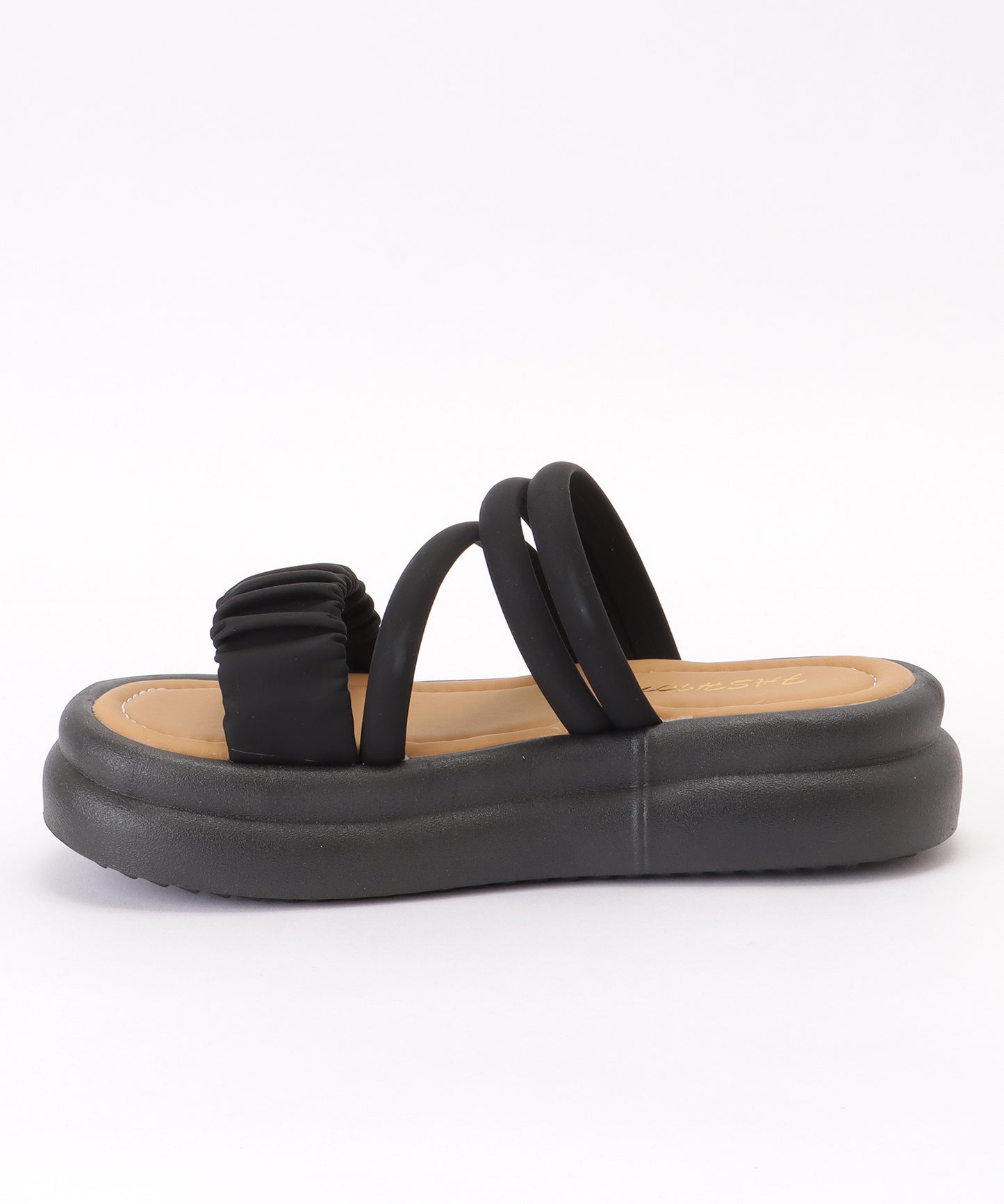 ソフト ギャザー ストラップ コンフォート フラット サンダル