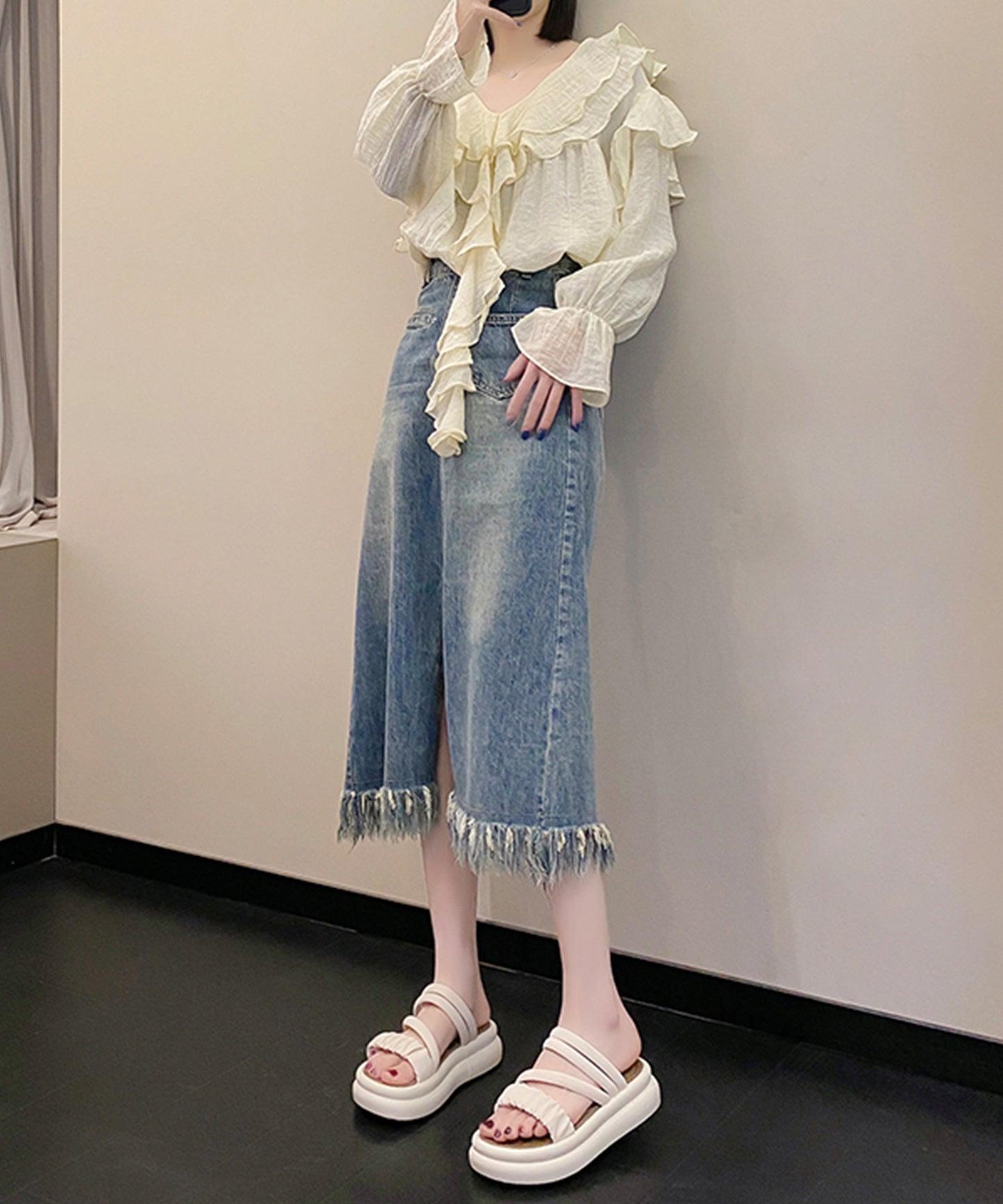 ソフト ギャザー ストラップ コンフォート フラット サンダル