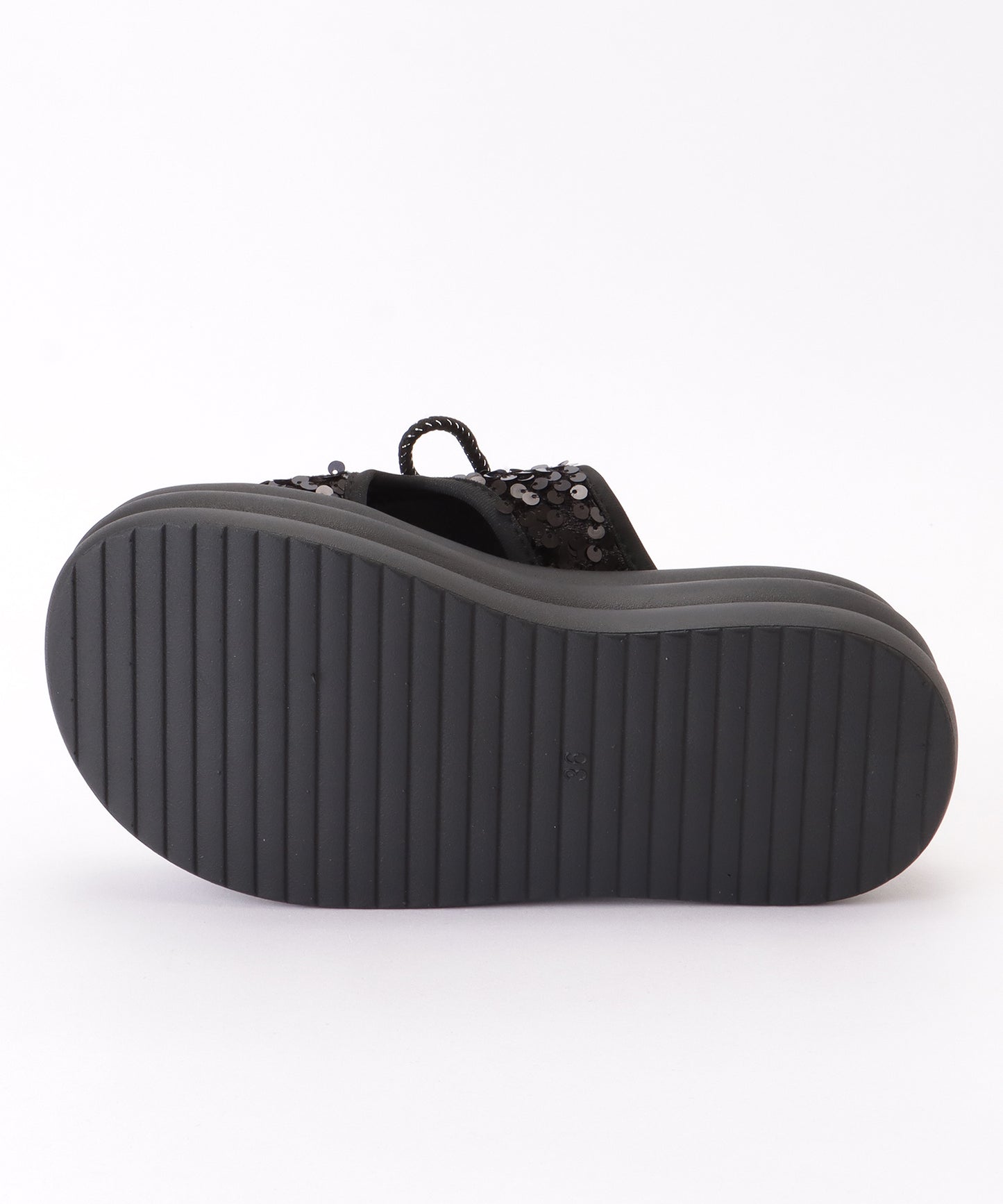 レースアップ スパンコール 厚底 コンフォート サンダル