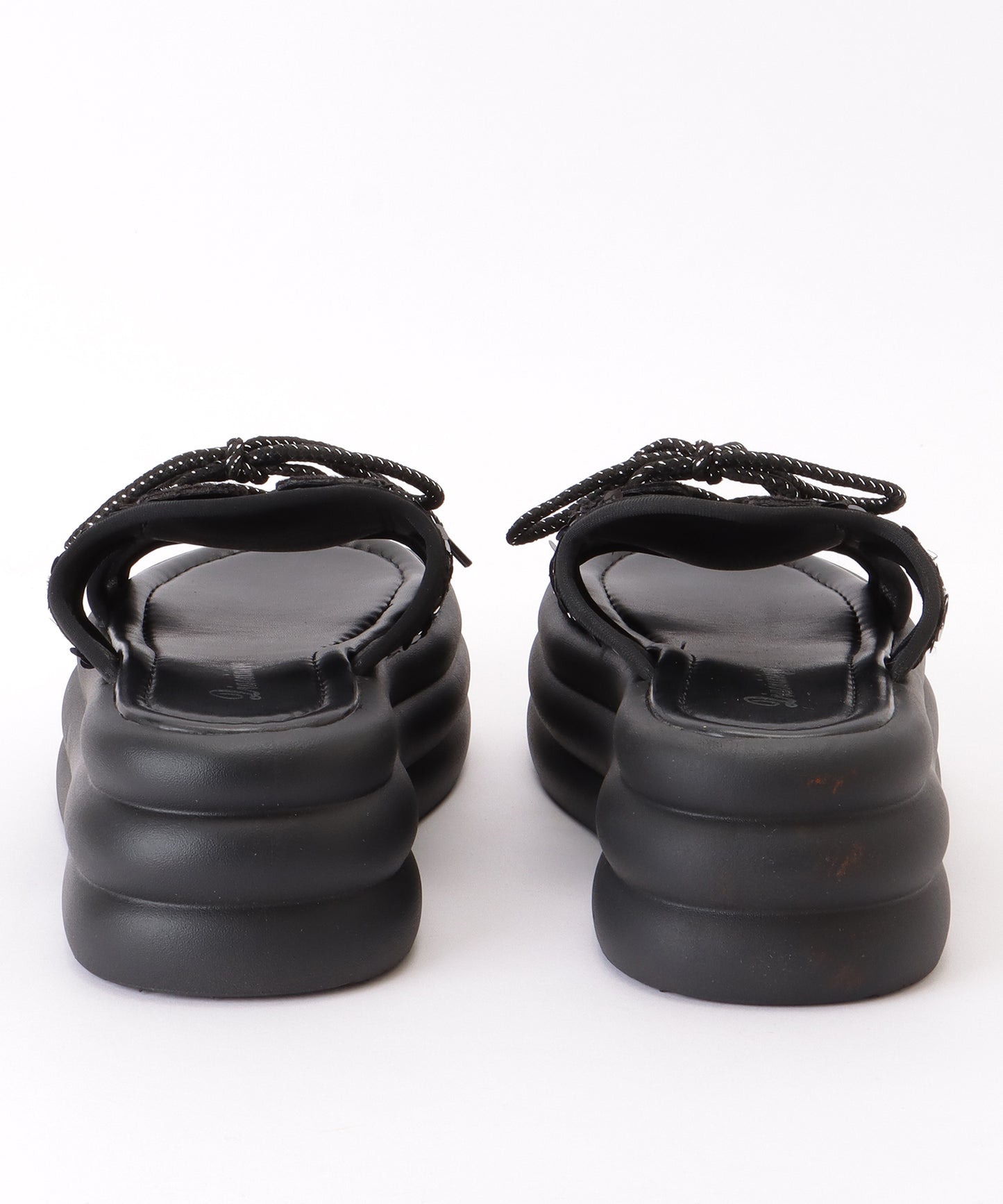 レースアップ スパンコール 厚底 コンフォート サンダル