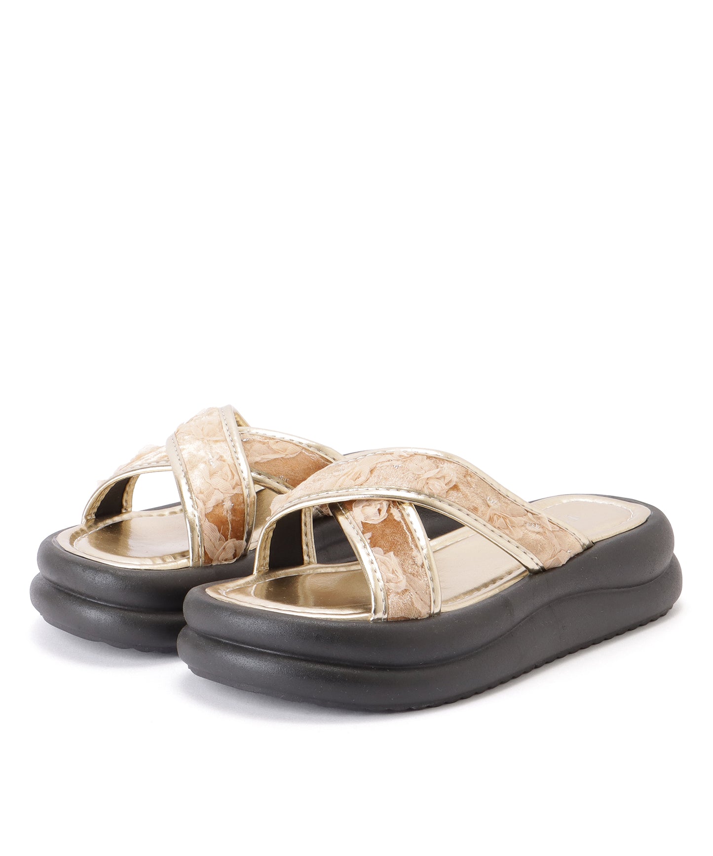 レース クロス ベルト 厚底 コンフォート サンダル