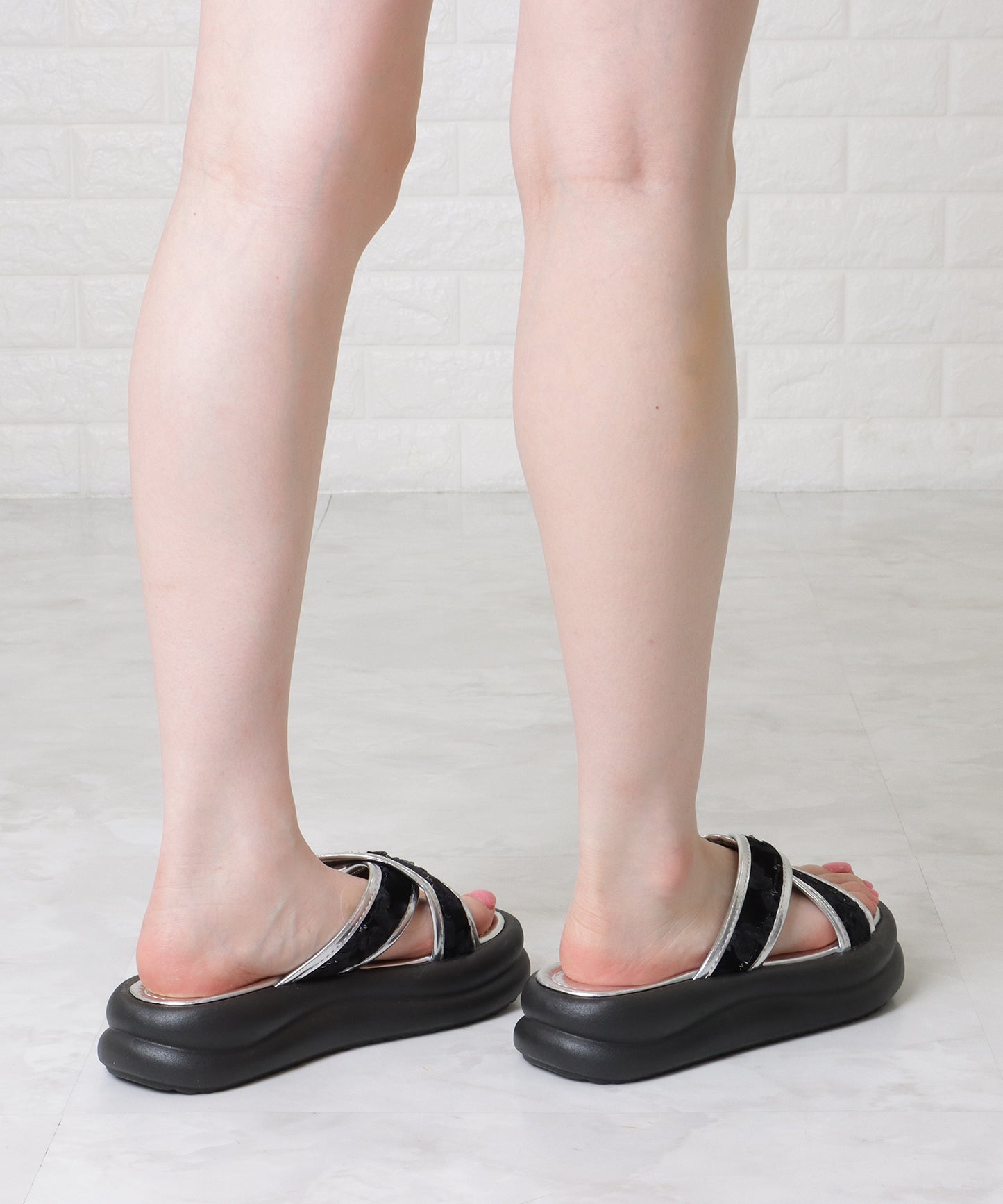 レース クロス ベルト 厚底 コンフォート サンダル