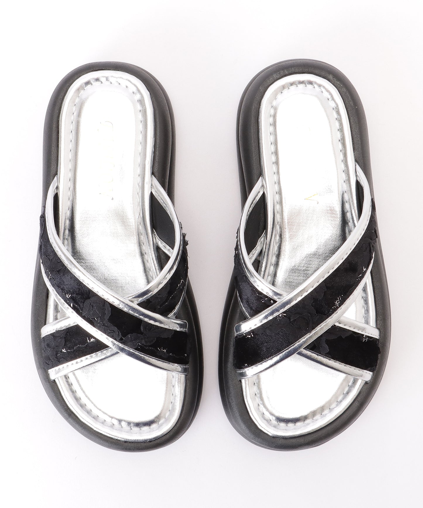 レース クロス ベルト 厚底 コンフォート サンダル