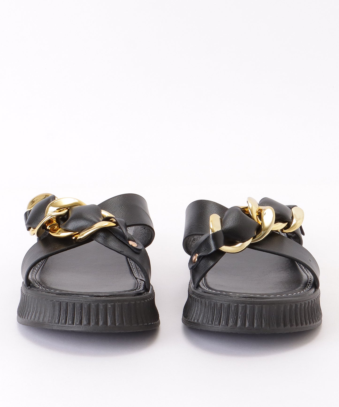 メタリック チェーン ドッキング コンフォート サンダル