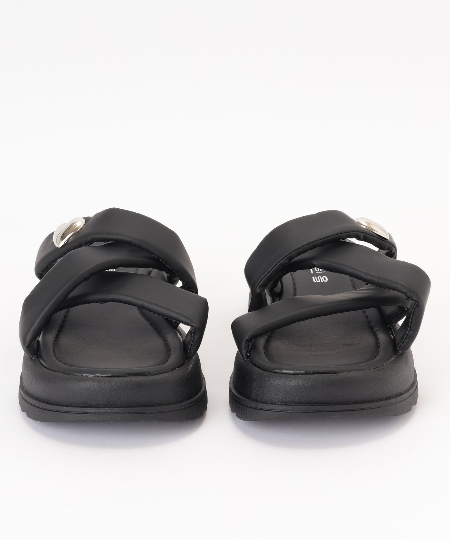 ハート モチーフ クロス ストラップ 厚底 スライド サンダル