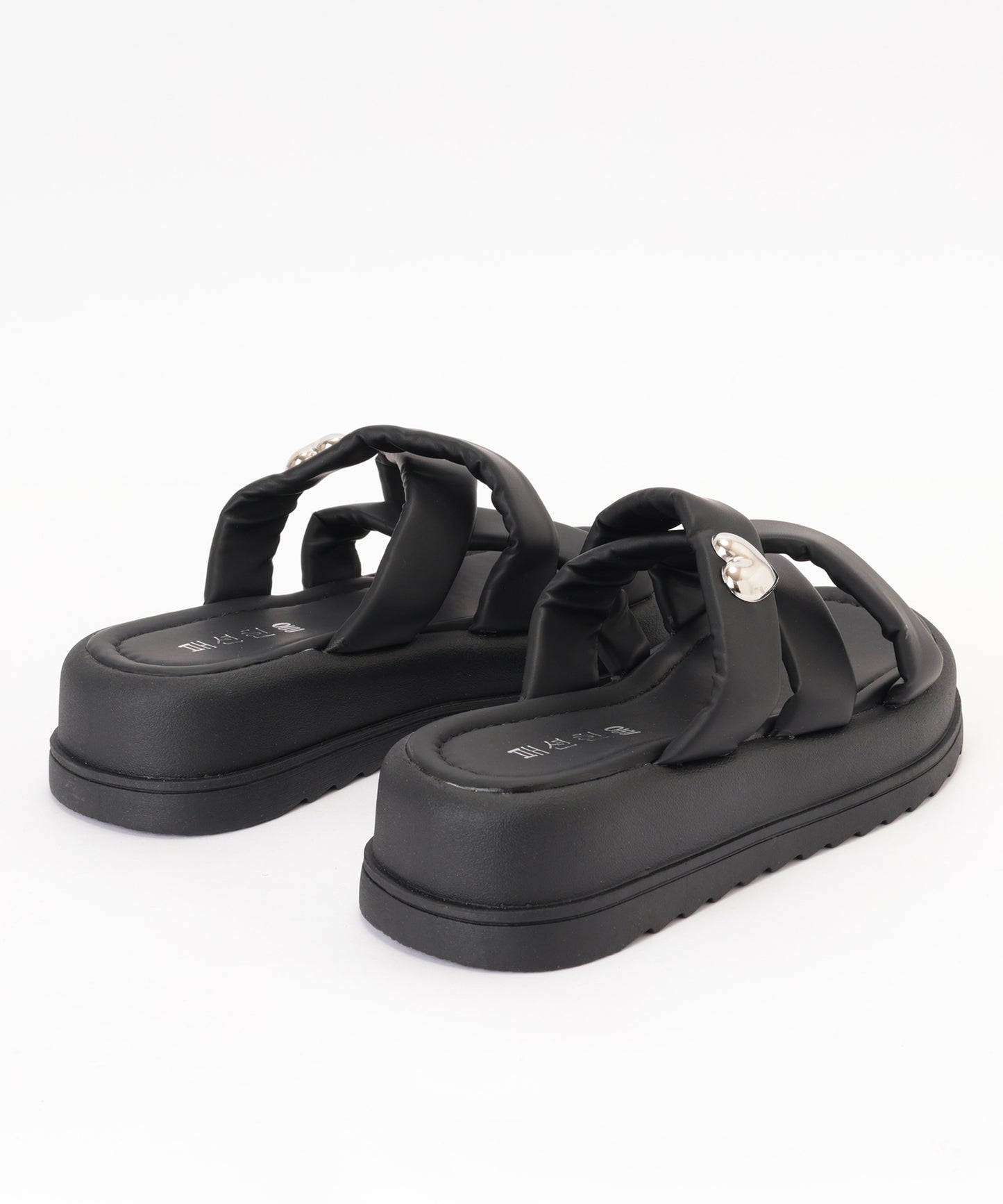 ハート モチーフ クロス ストラップ 厚底 スライド サンダル