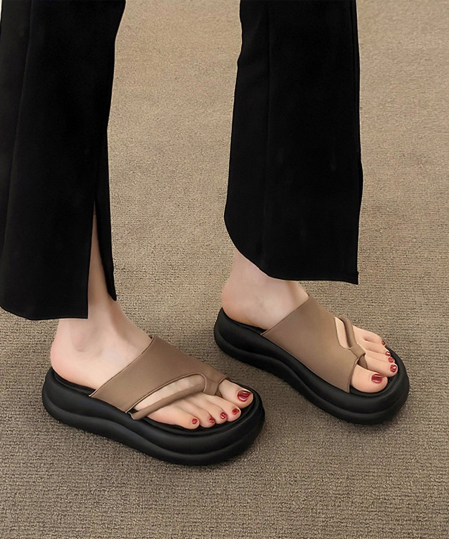 アシンメトリー スライド トング 厚底 サンダル