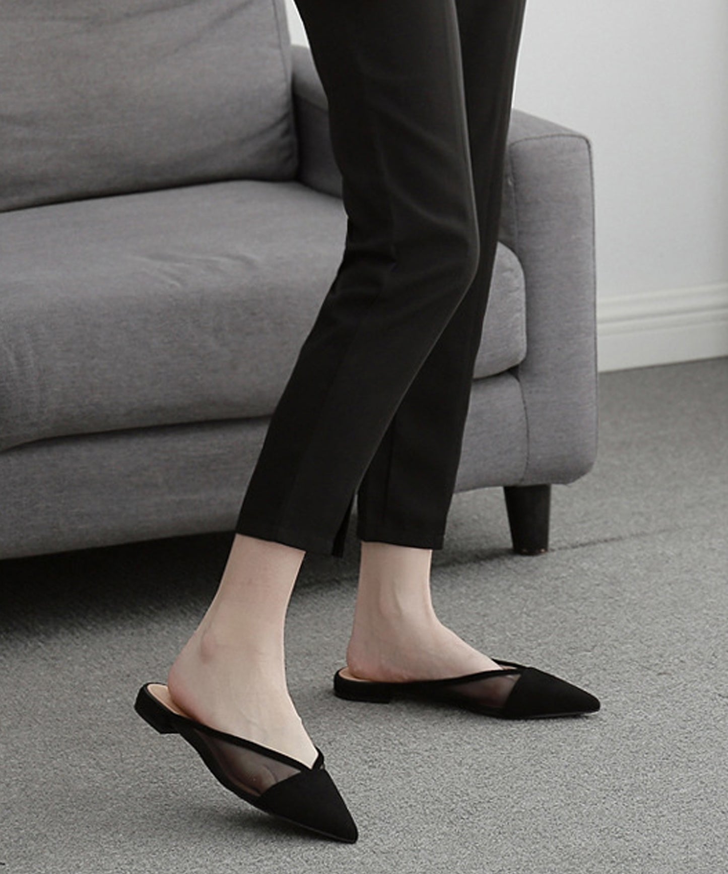 シースルーフラットミュールサンダル