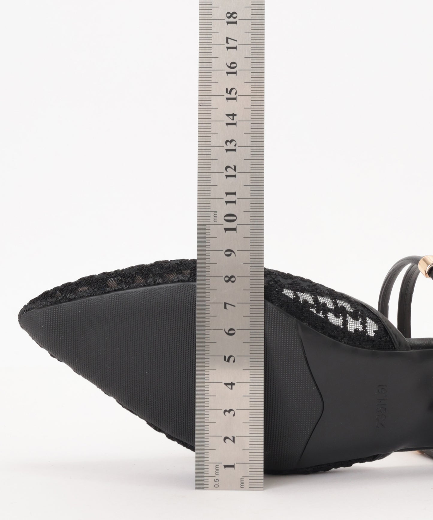 ツイード柄 シースルー ポインテッドトゥ ストラップ ミュール サンダル