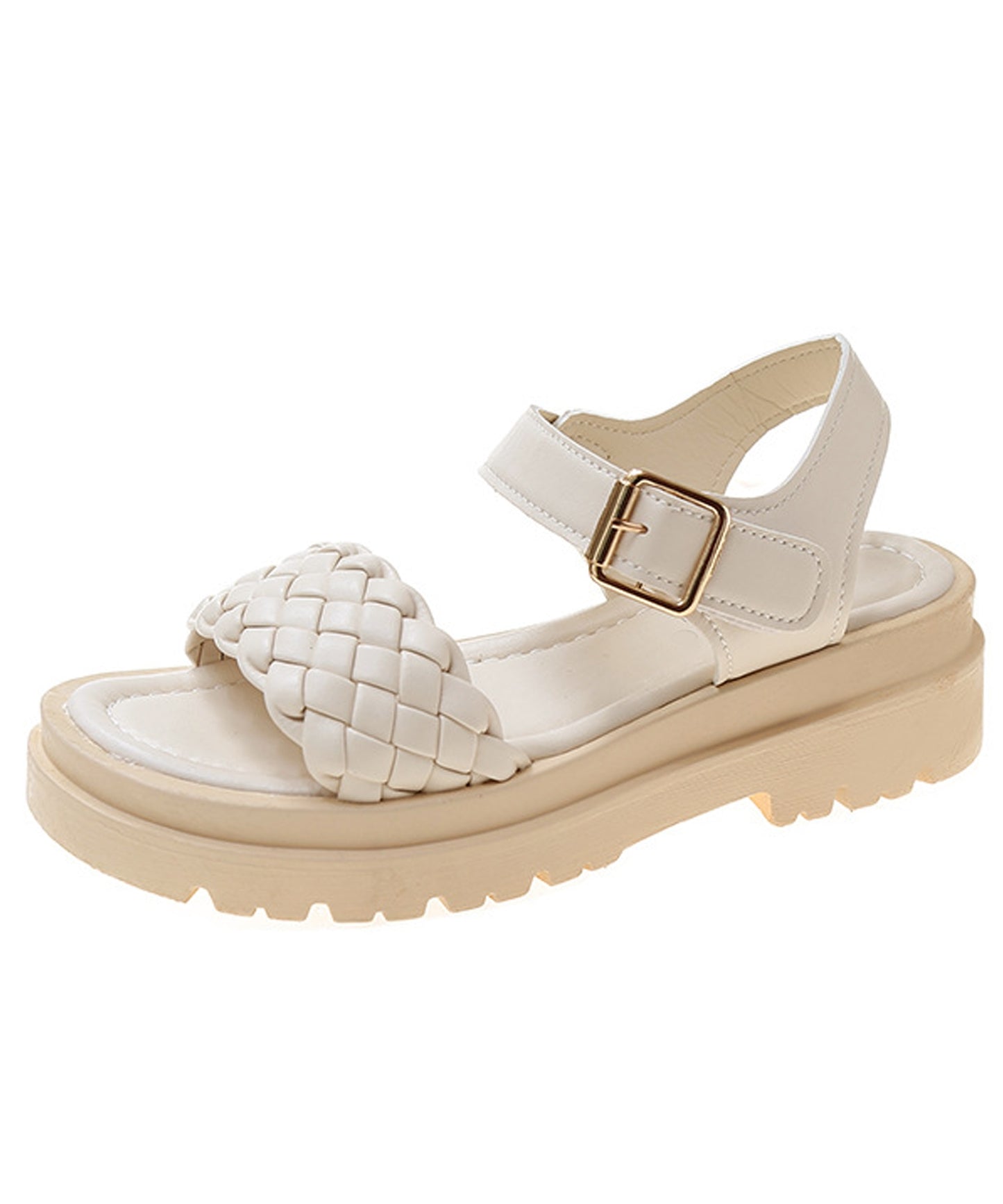 編み込みベルト厚底サンダル