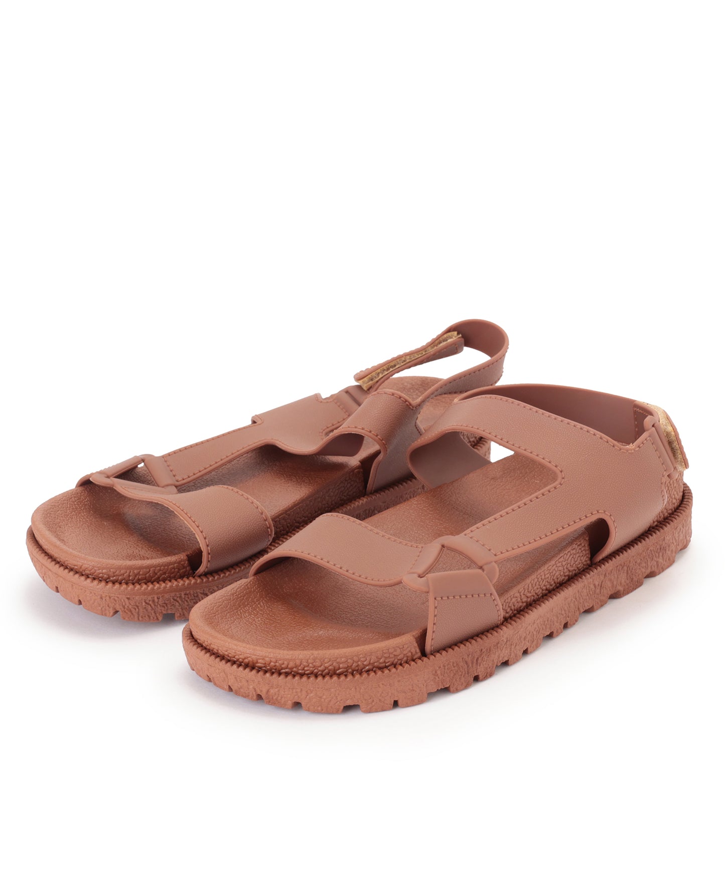 レザー調 ダブルベルト バックストラップ 厚底 スポーツ サンダル