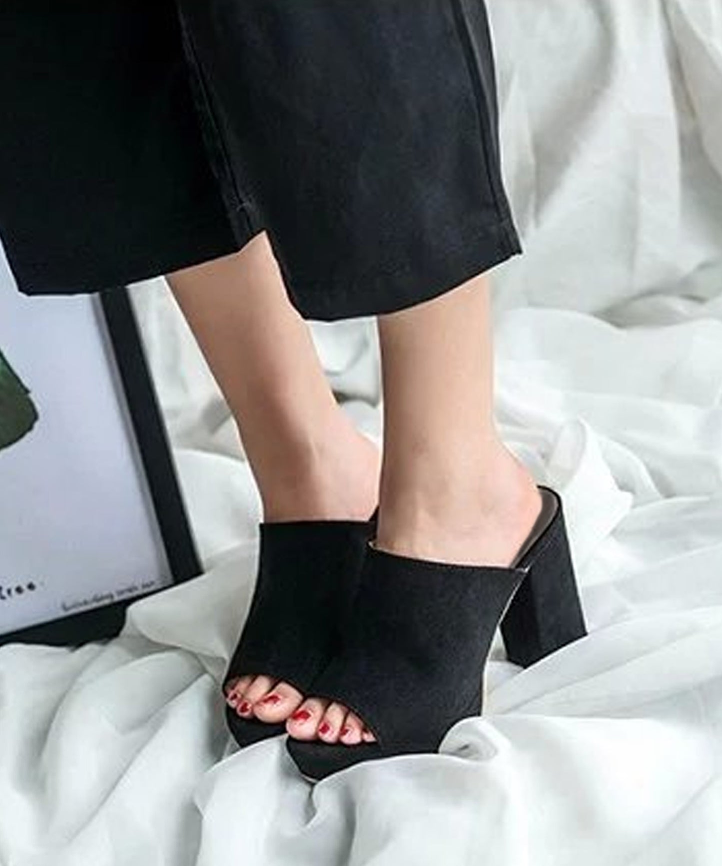 ハイヒールミュールサンダル