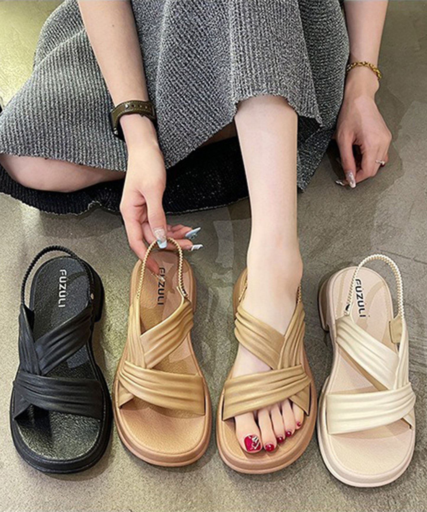 アシンメトリー バックストラップ 厚底 プラットフォーム サンダル