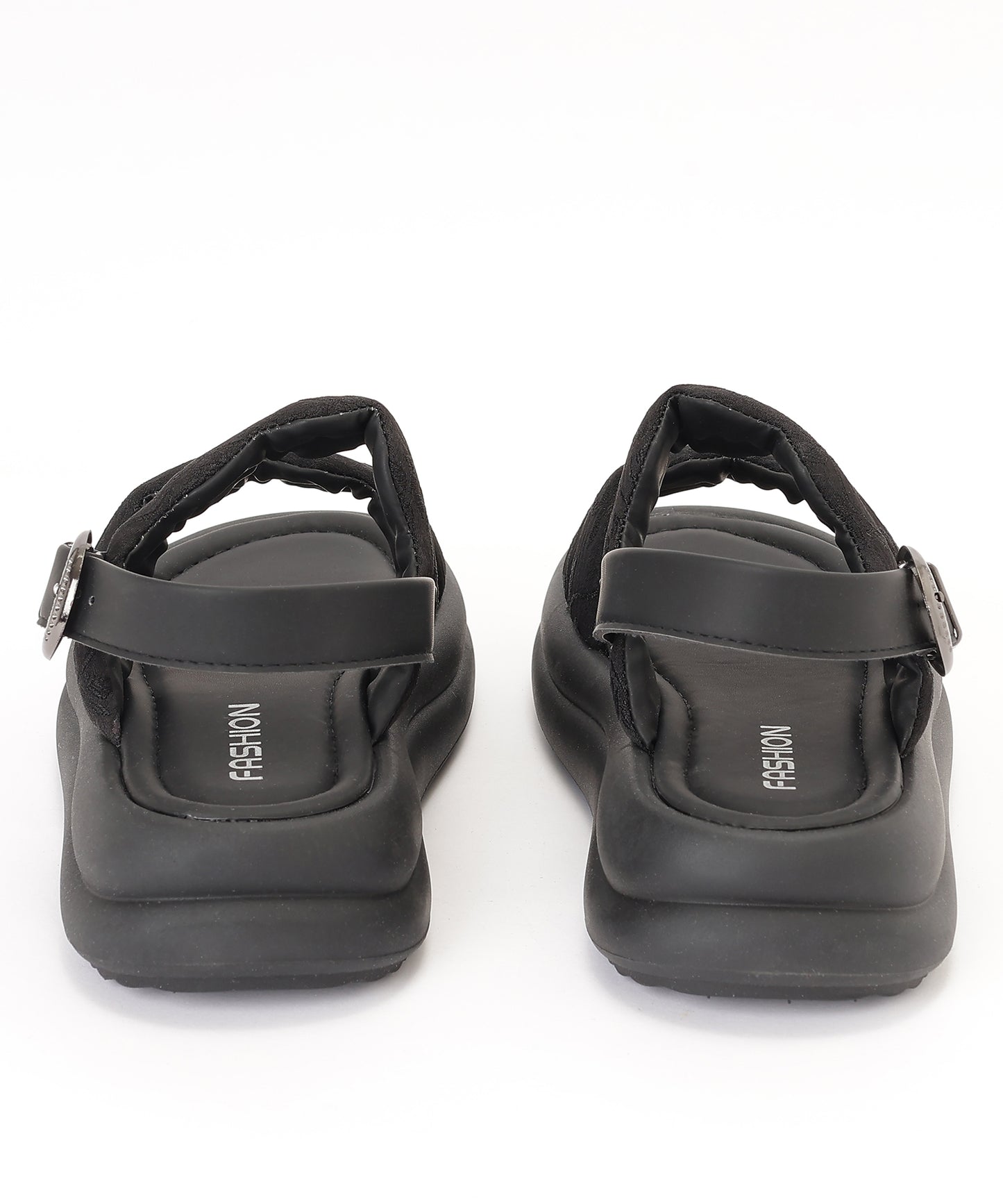 花柄 ウェーブ ダブルバンド バックストラップ 厚底 サンダル