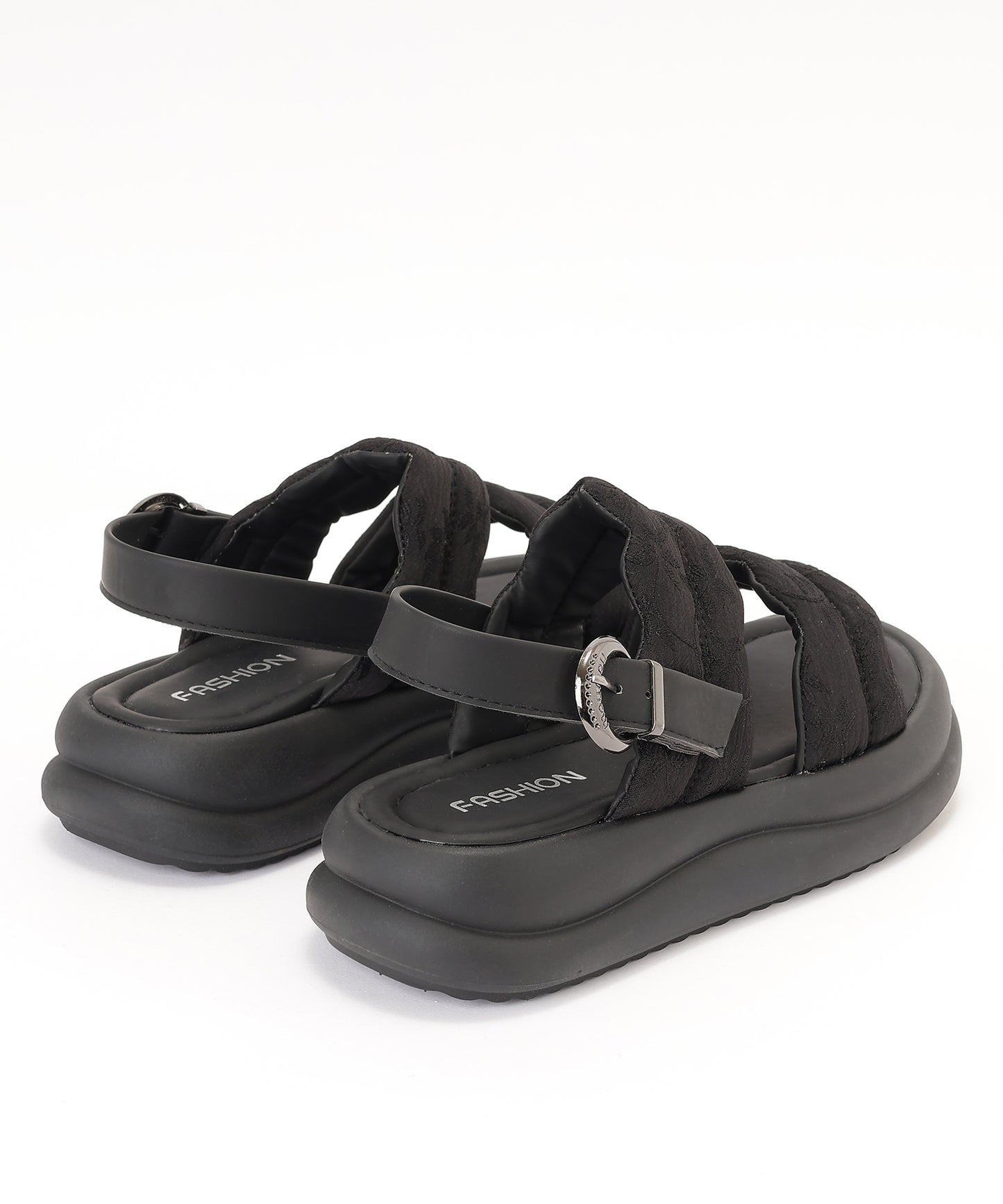 花柄 ウェーブ ダブルバンド バックストラップ 厚底 サンダル